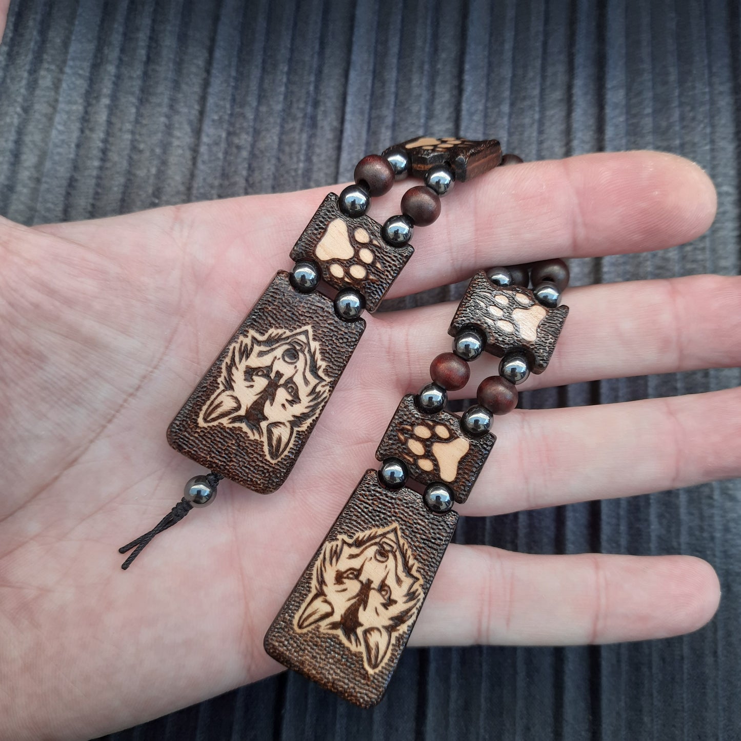 Chetki wooden "Night wolf" handmade, rosary, anti-stress meditation and finger training, worry beads, tzbex (SCU: 240704)