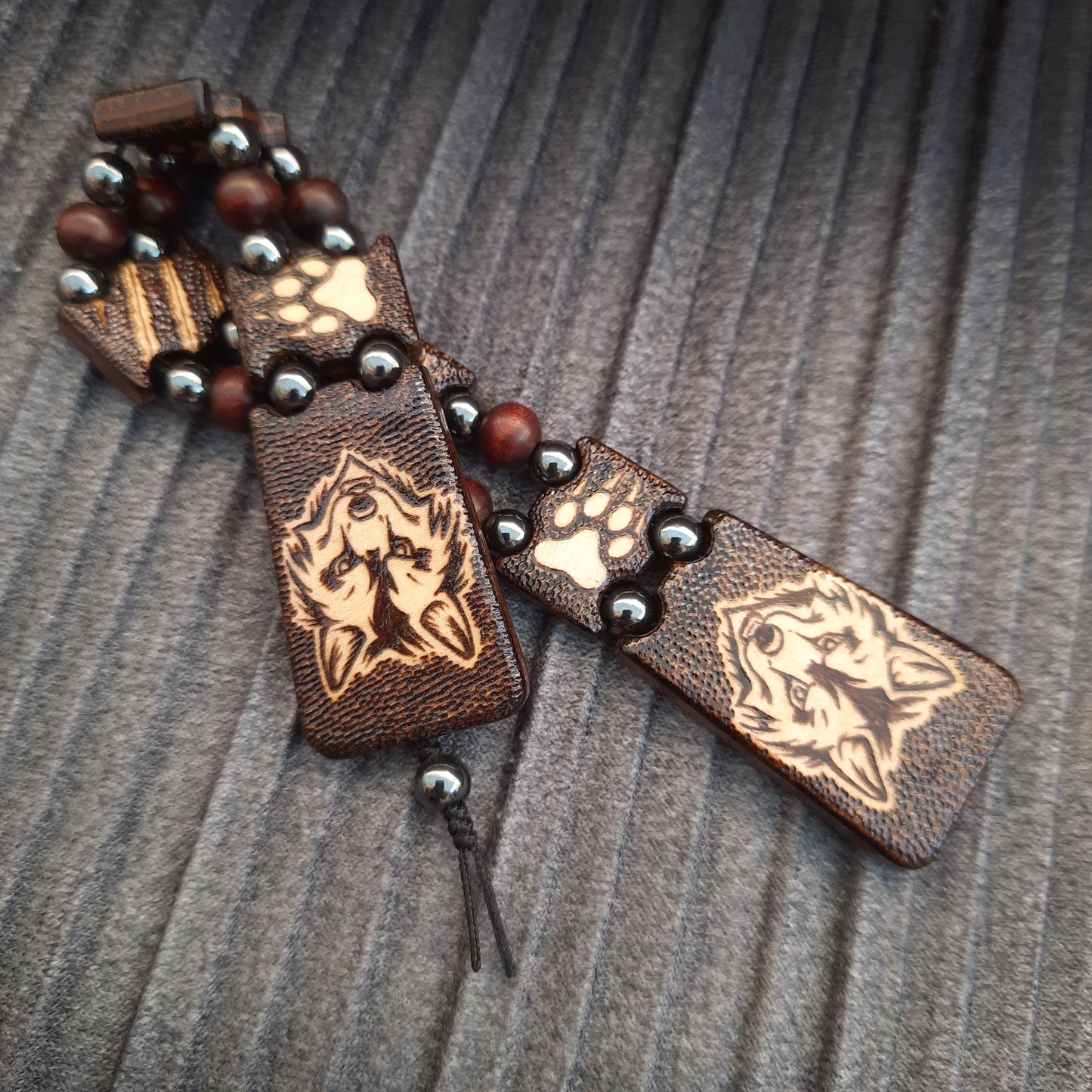 Chetki wooden "Night wolf" handmade, rosary, anti-stress meditation and finger training, worry beads, tzbex (SCU: 240704)
