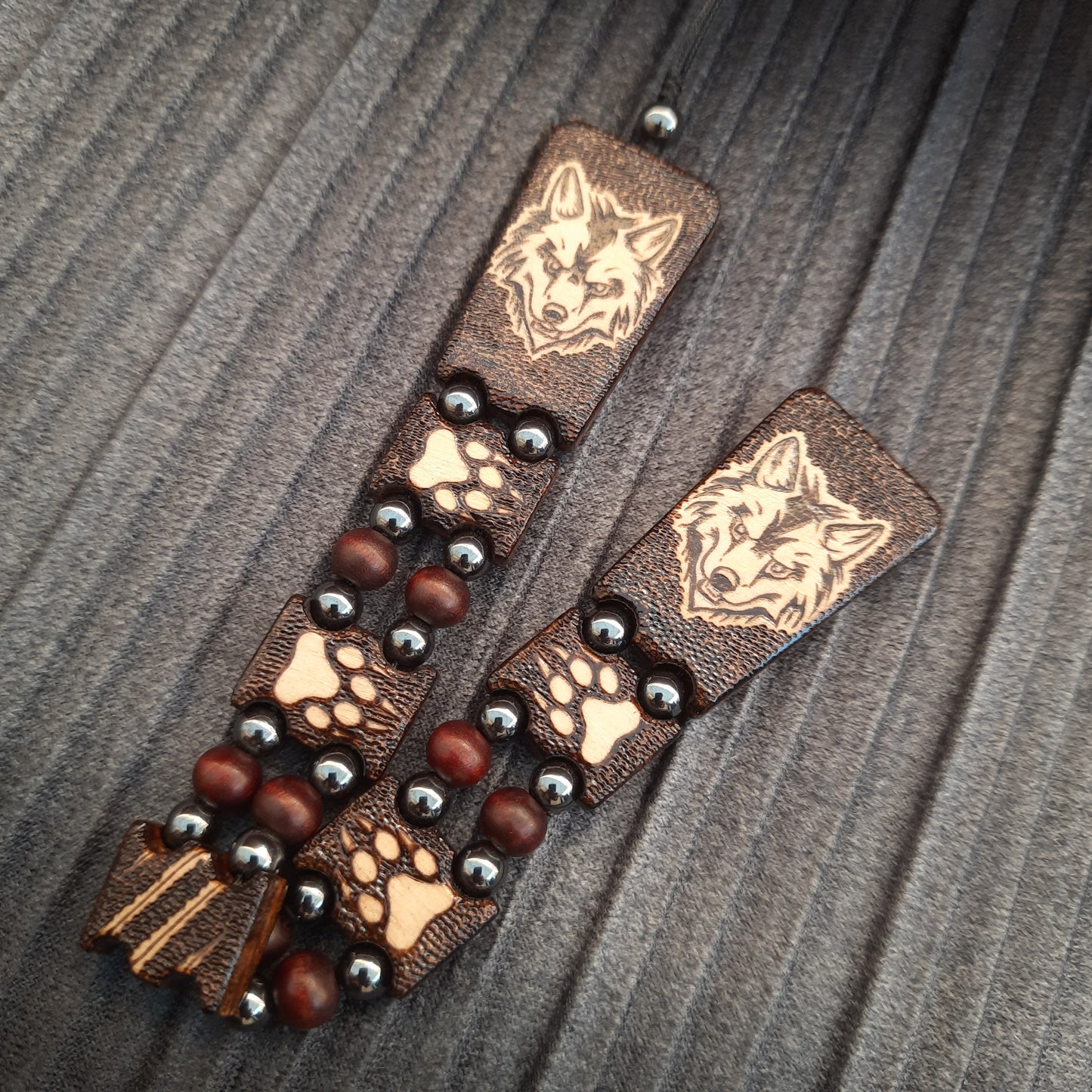 Chetki wooden "Night wolf" handmade, rosary, anti-stress meditation and finger training, worry beads, tzbex (SCU: 240704)
