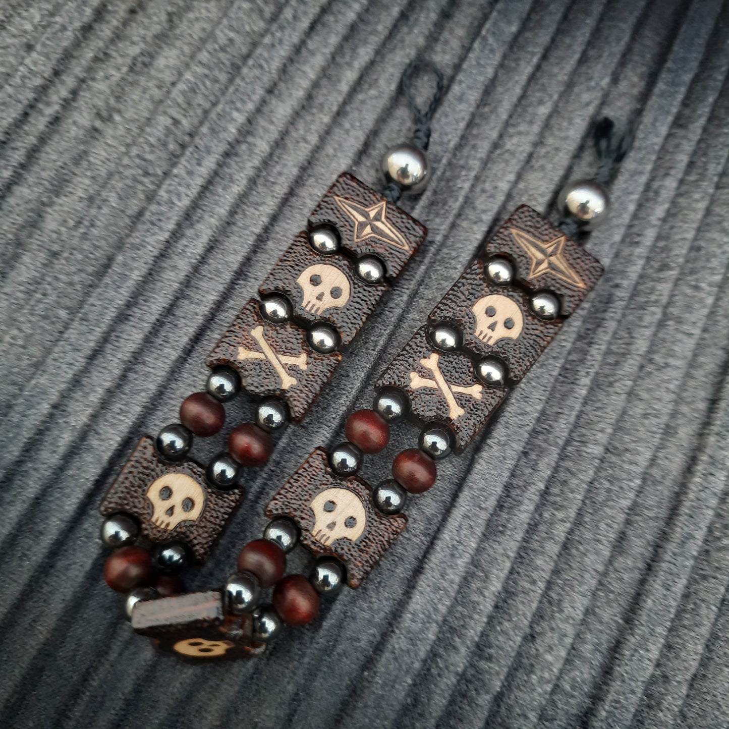 Chetki bracelet "Black Pirate" wooden rosary, anti-stress meditation and finger training, anxiety beads (SCU: 240811)