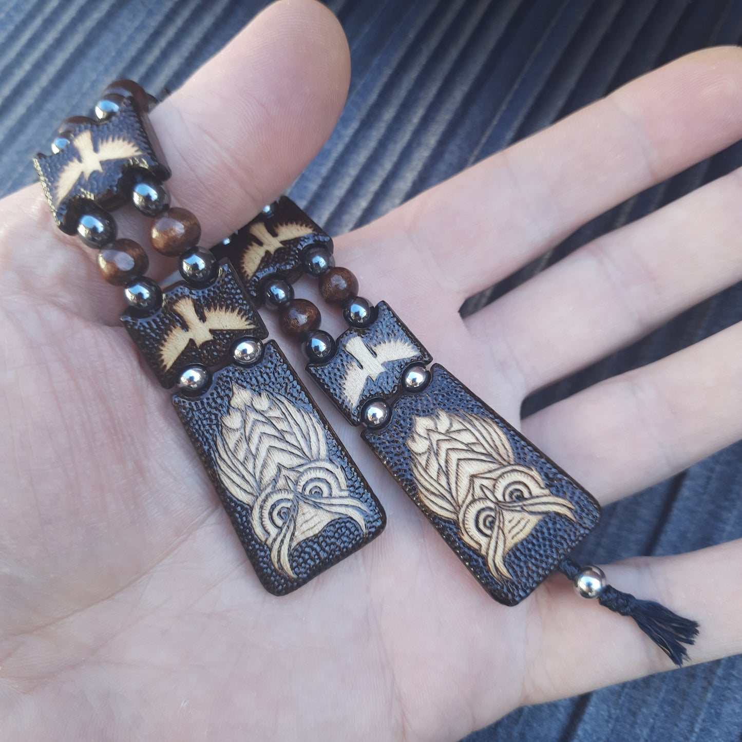 Chetki wooden "Night owl" handmade, rosary, anti-stress meditation and finger training, worry beads, tzbex (SCU: 241012)