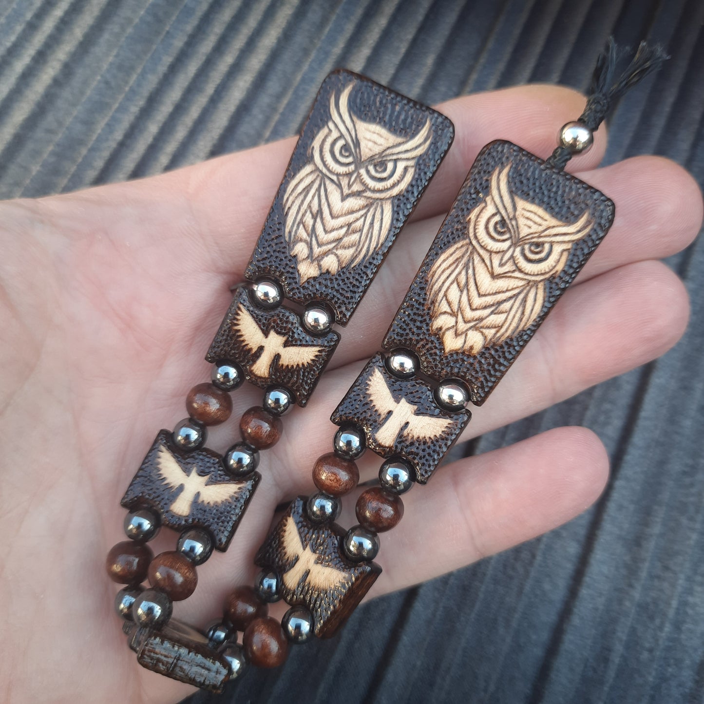 Chetki wooden "Night owl" handmade, rosary, anti-stress meditation and finger training, worry beads, tzbex (SCU: 241012)