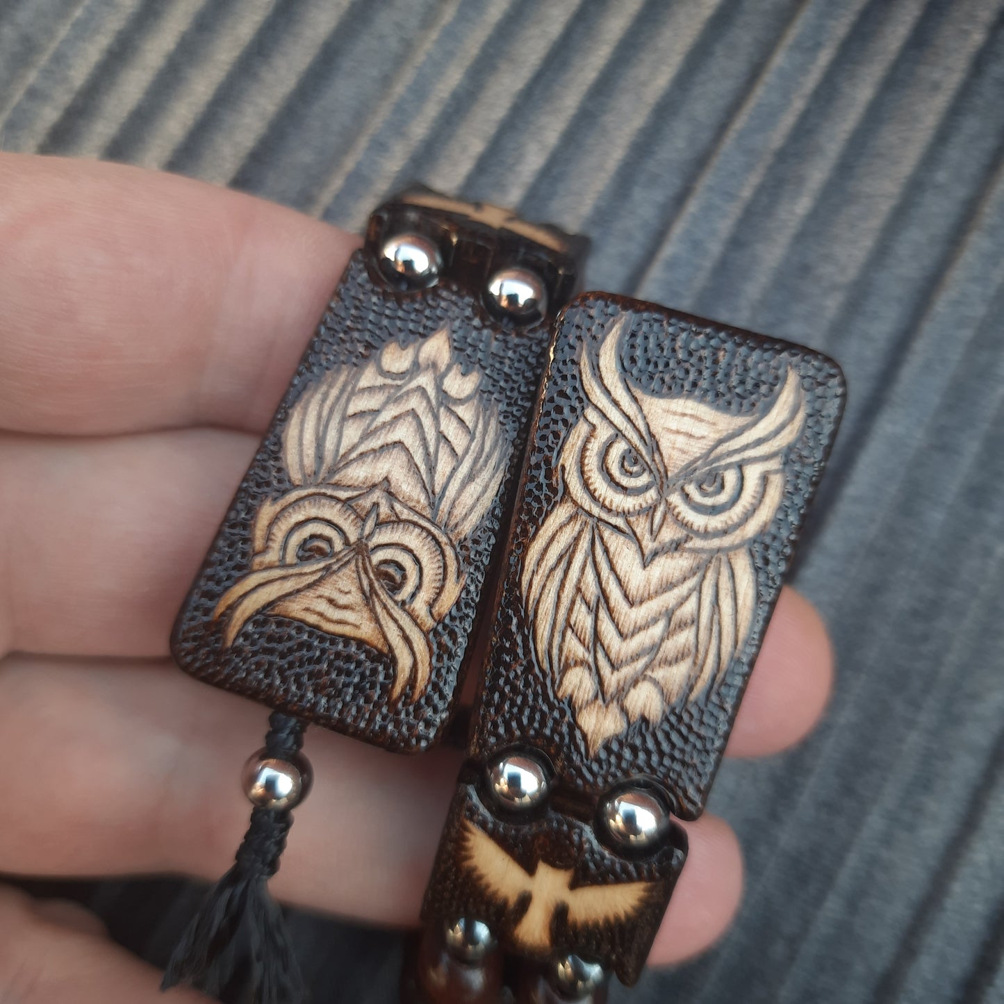 Chetki wooden "Night owl" handmade, rosary, anti-stress meditation and finger training, worry beads, tzbex (SCU: 241012)