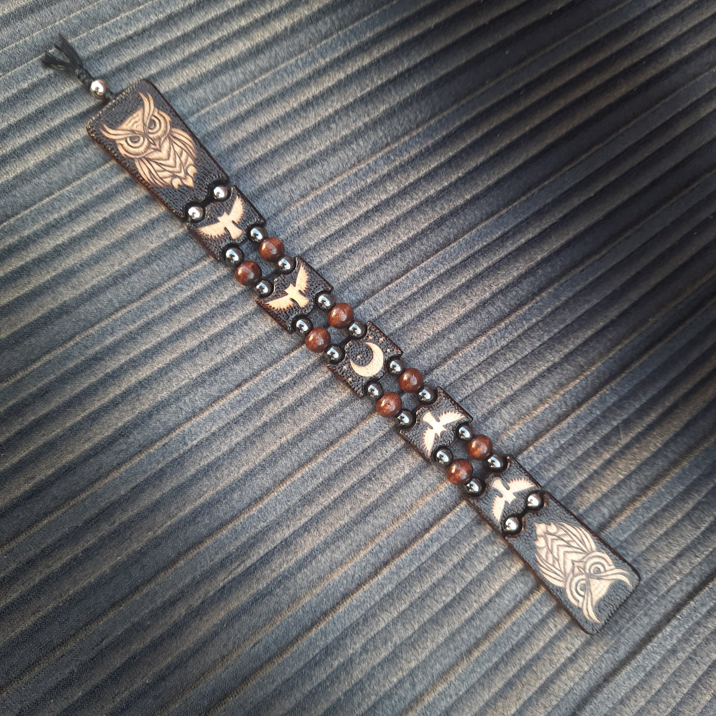 Chetki wooden "Night owl" handmade, rosary, anti-stress meditation and finger training, worry beads, tzbex (SCU: 241012)