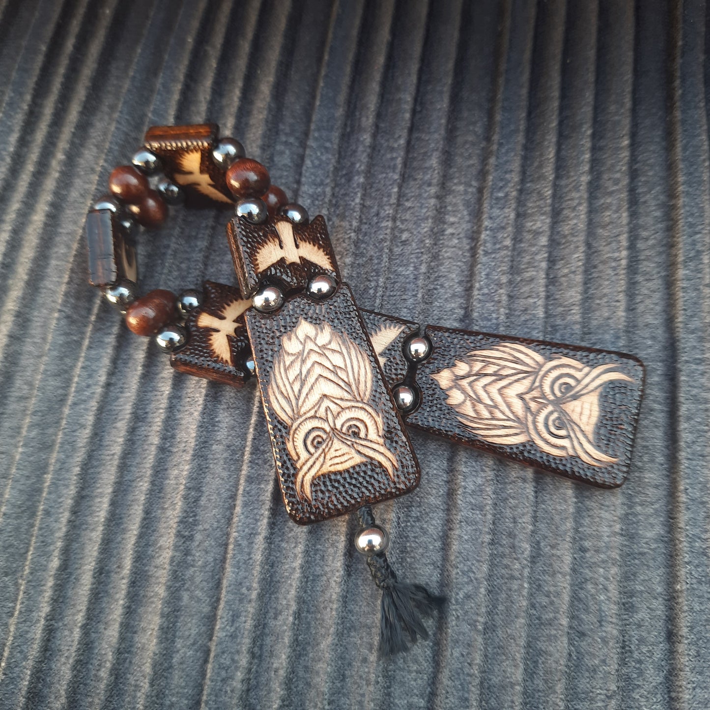 Chetki wooden "Night owl" handmade, rosary, anti-stress meditation and finger training, worry beads, tzbex (SCU: 241012)
