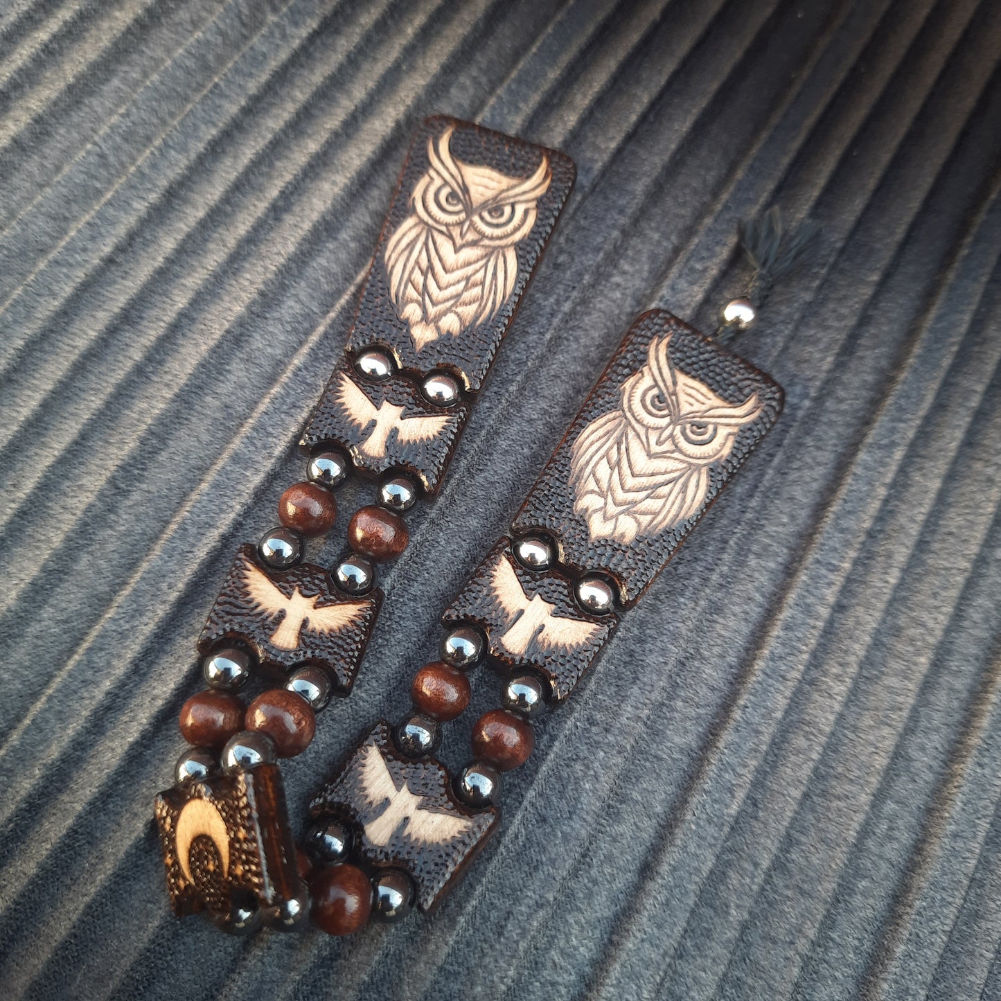 Chetki wooden "Night owl" handmade, rosary, anti-stress meditation and finger training, worry beads, tzbex (SCU: 241012)