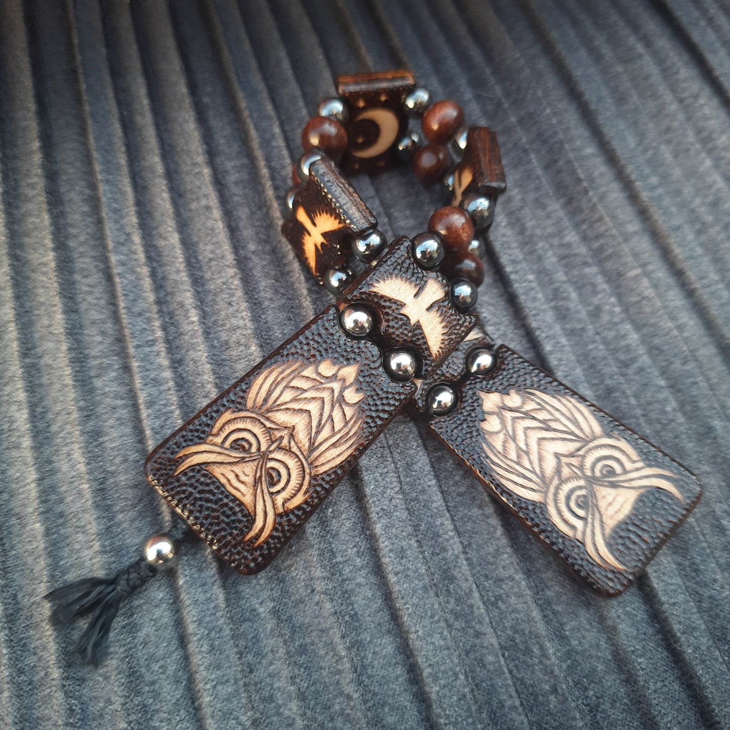Chetki wooden "Night owl" handmade, rosary, anti-stress meditation and finger training, worry beads, tzbex (SCU: 241012)