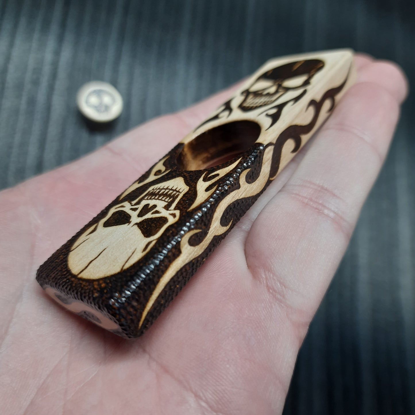 Worry plank wooden "Skulls, yes/no" handmade