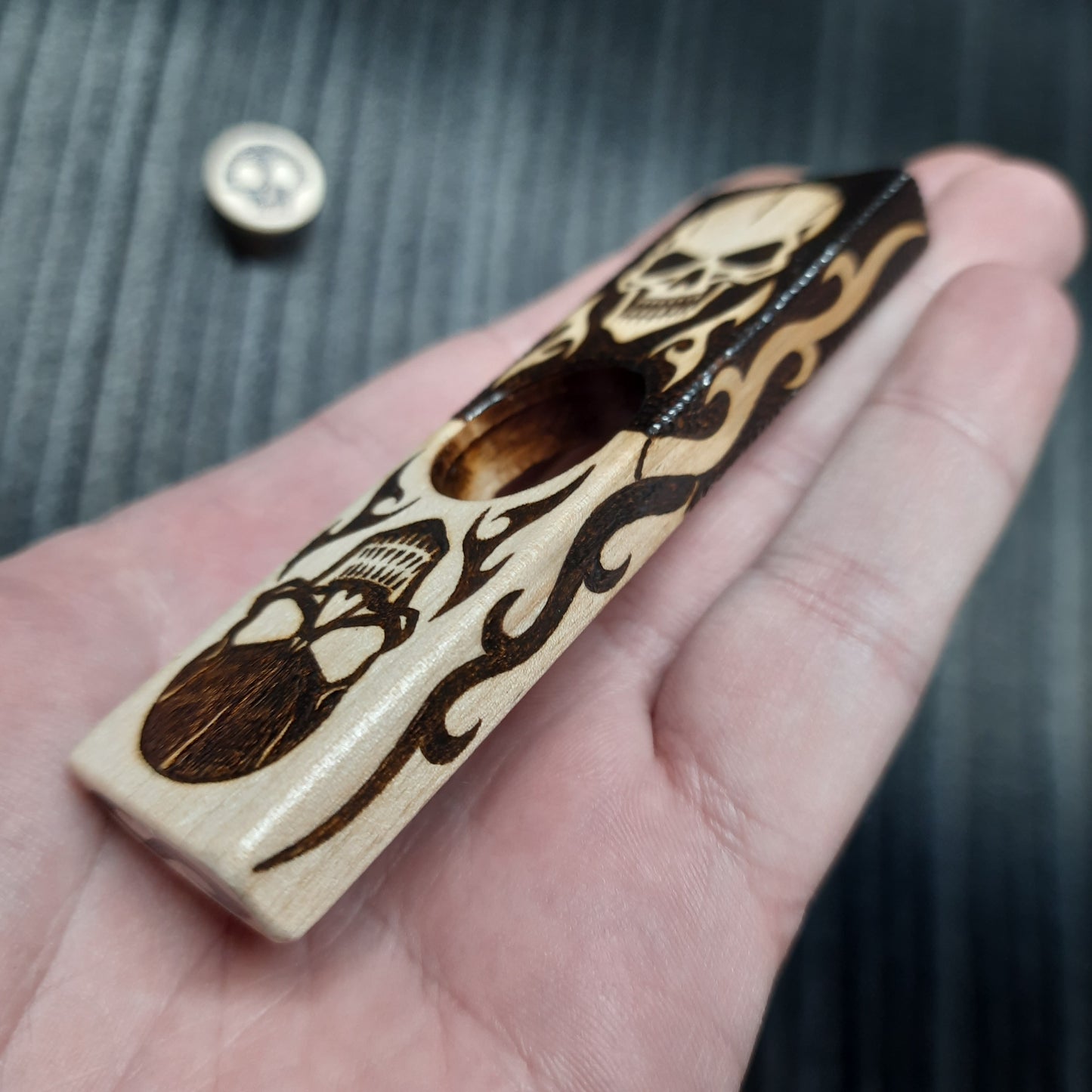 Worry plank wooden "Skulls, yes/no" handmade
