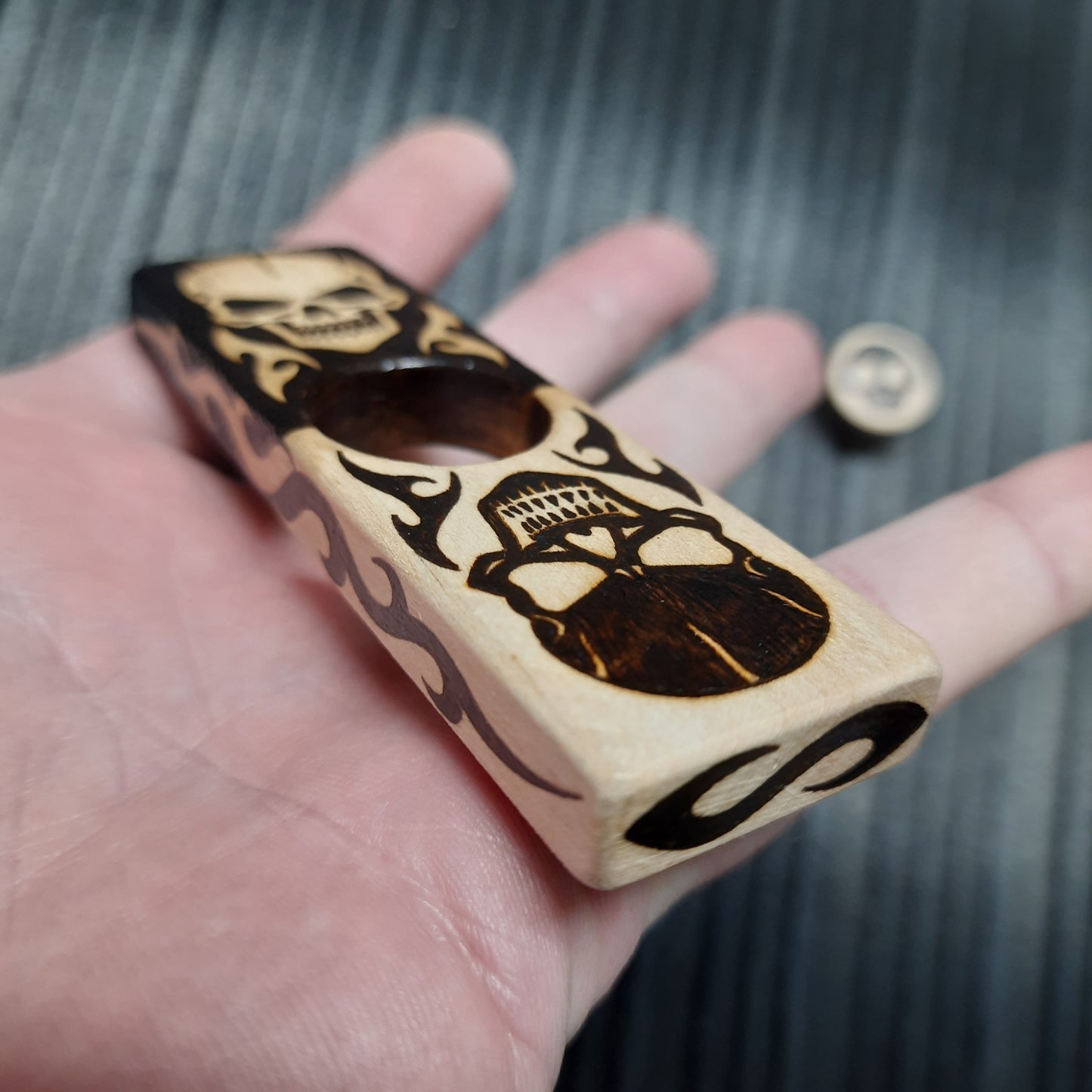 Worry plank wooden "Skulls, yes/no" handmade
