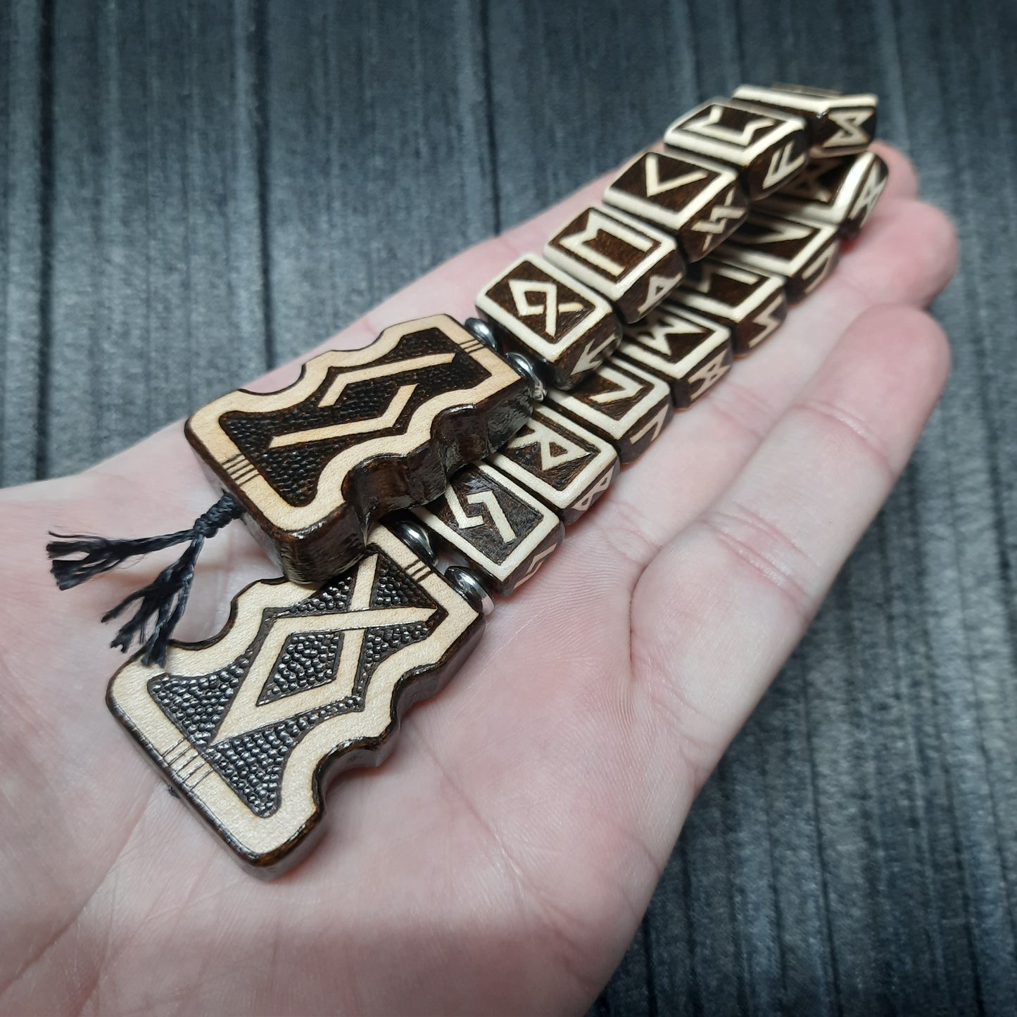 Chetki wooden "The mace of the Futhark" handmade