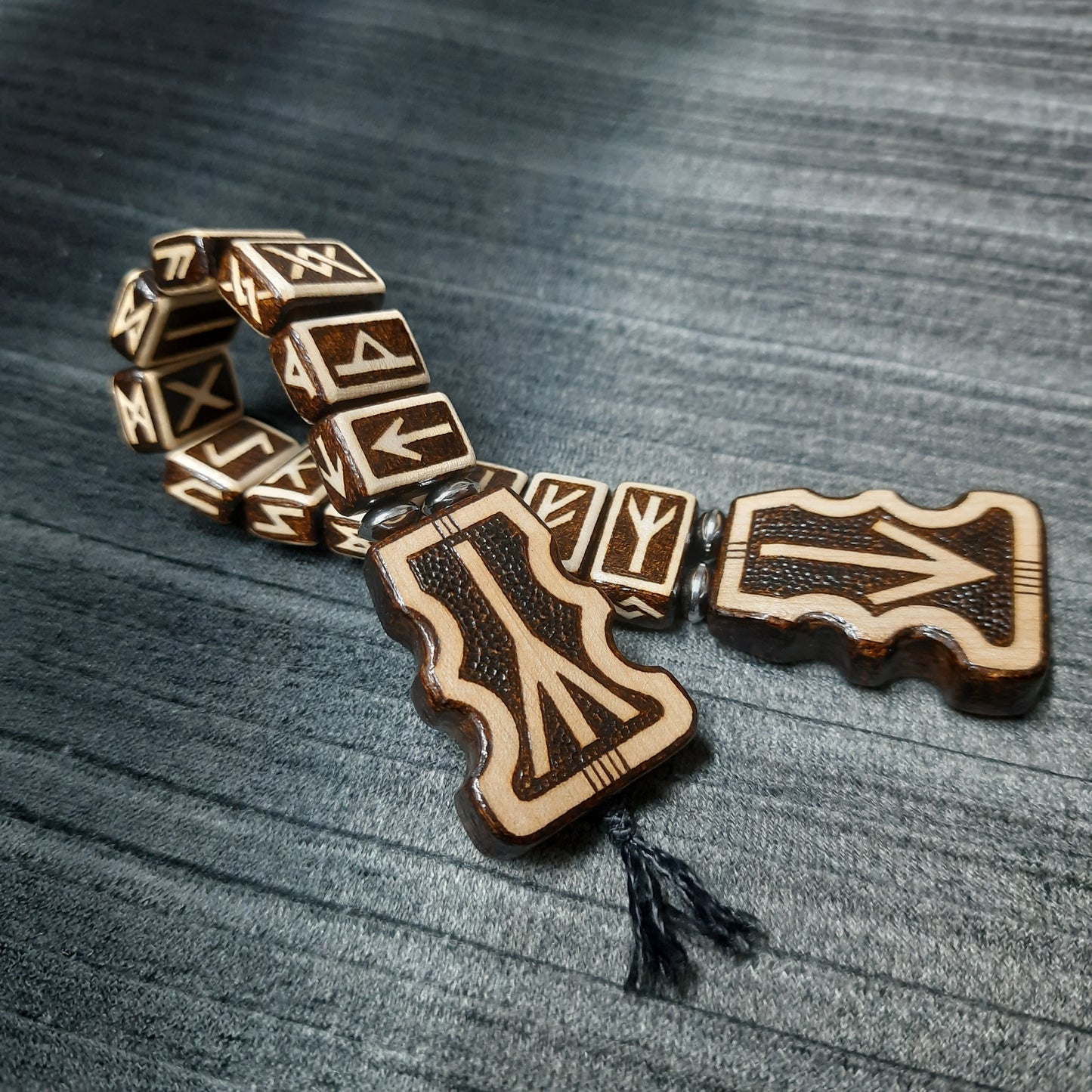 Chetki wooden "The mace of the Futhark" handmade