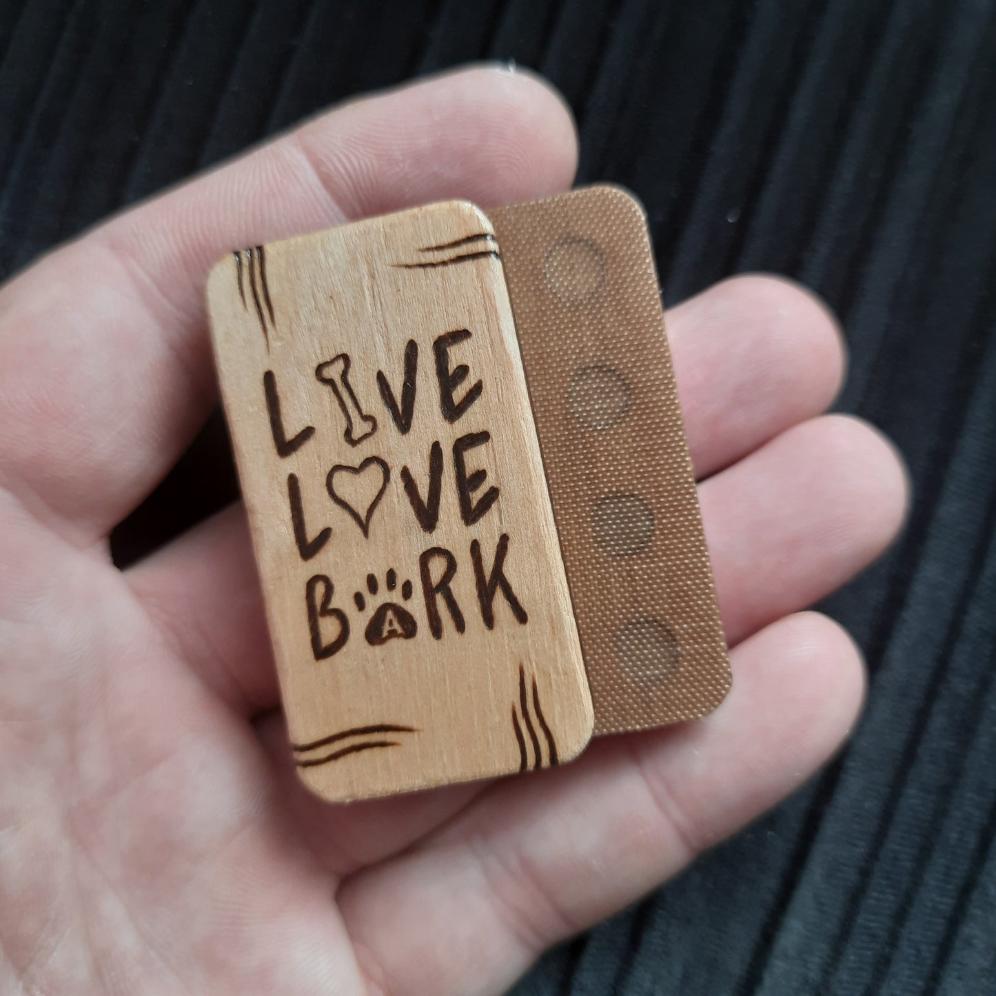 Magnetic wood slider "Live, love, bark" antistress, handmade (SCU: 3-10-18)