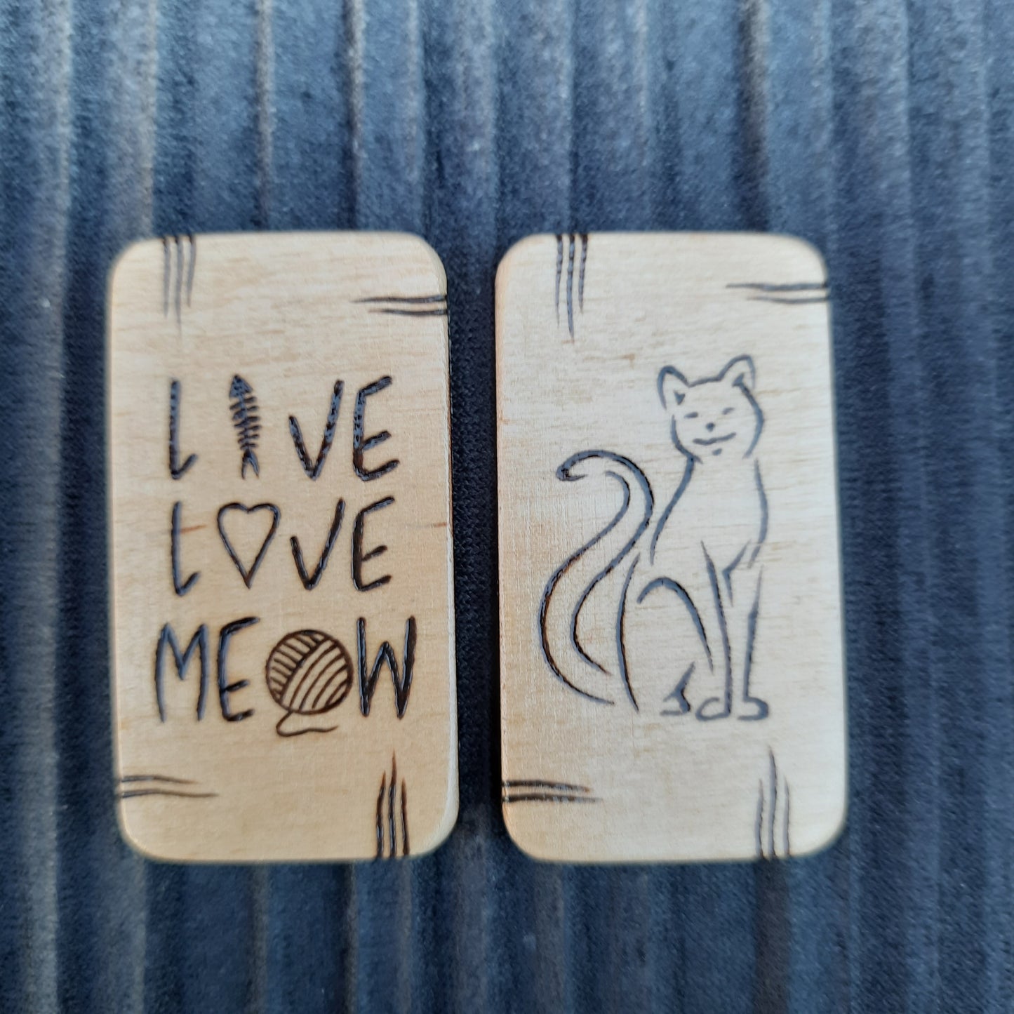 Magnetic wood slider "Live, love, meow" v2, antistress, handmade (SCU: 3-15-08)