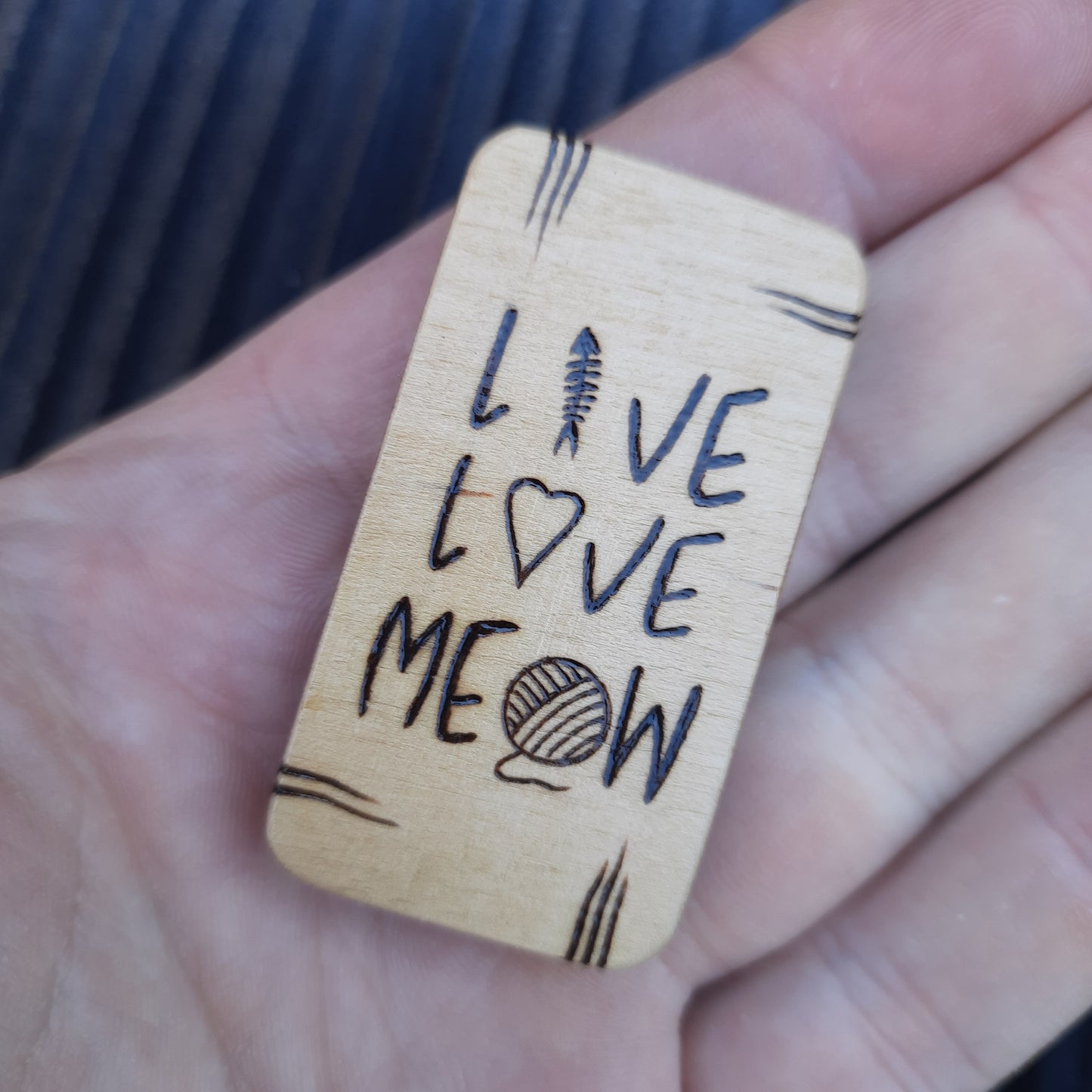 Magnetic wood slider "Live, love, meow" v2, antistress, handmade (SCU: 3-15-08)