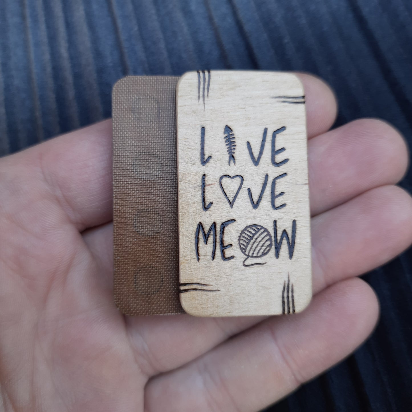 Magnetic wood slider "Live, love, meow" v2, antistress, handmade (SCU: 3-15-08)