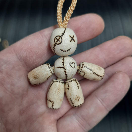 Pocket buddy Wooden keychain magnetic "Voodoo doll: smile" antistress, fidget, pocket friend (SKU: 240136)