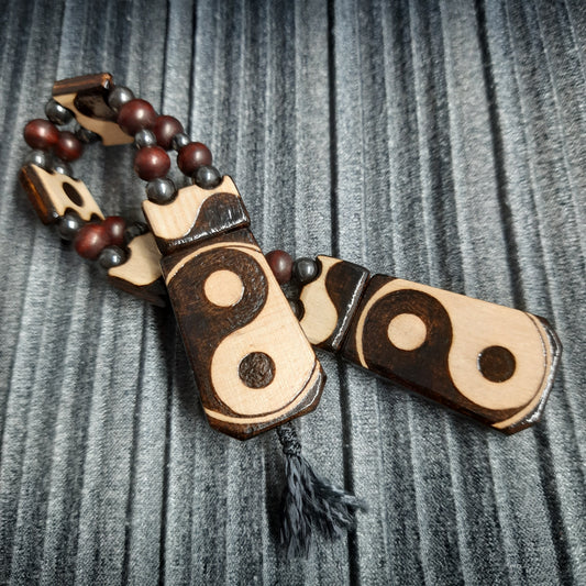 Chetki wood "Yin Yang" handmade, rosary, anti-stress meditation and finger training, worry beads, tzbex (SCU: 240617)