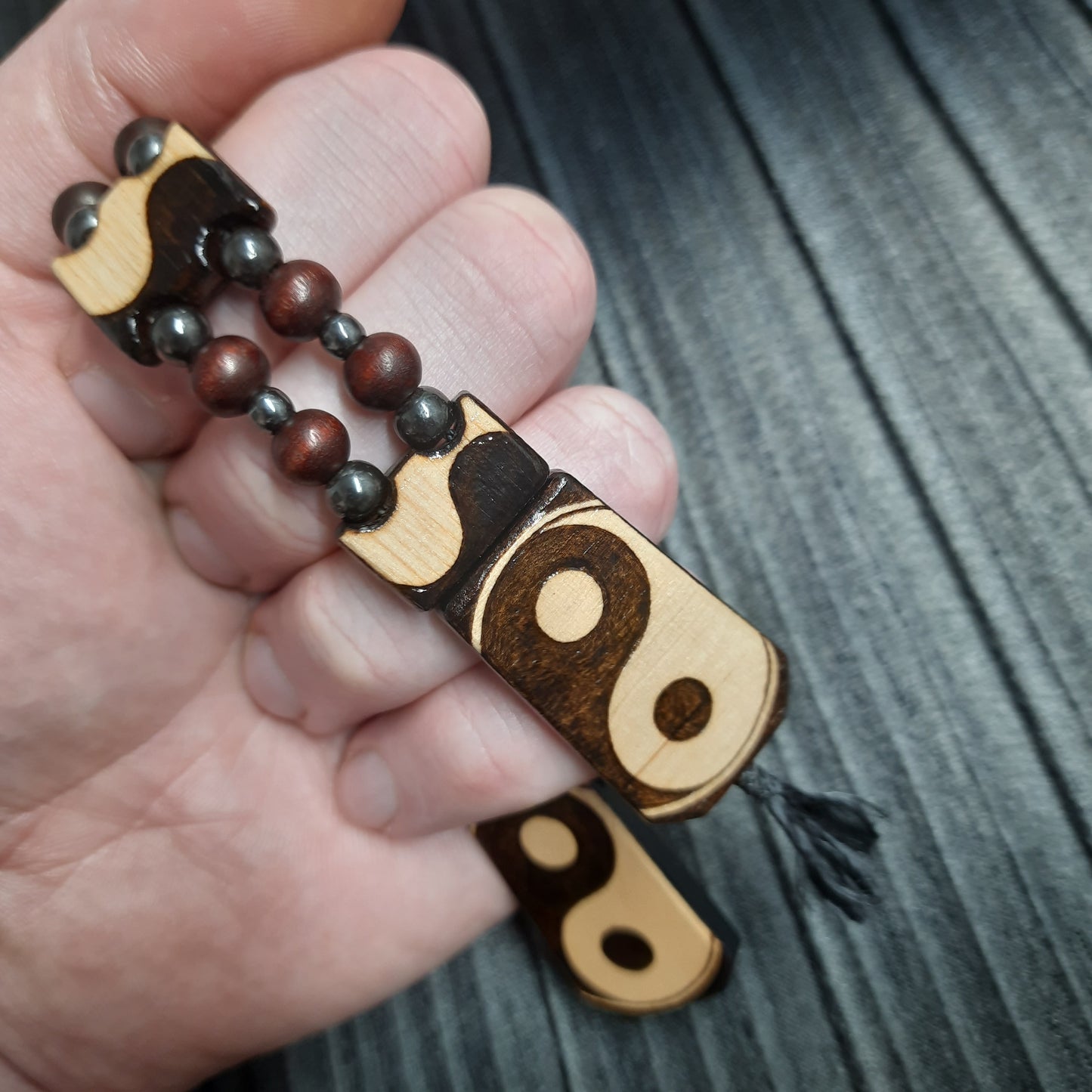 Chetki wood "Yin Yang" handmade, rosary, anti-stress meditation and finger training, worry beads, tzbex (SCU: 240617)