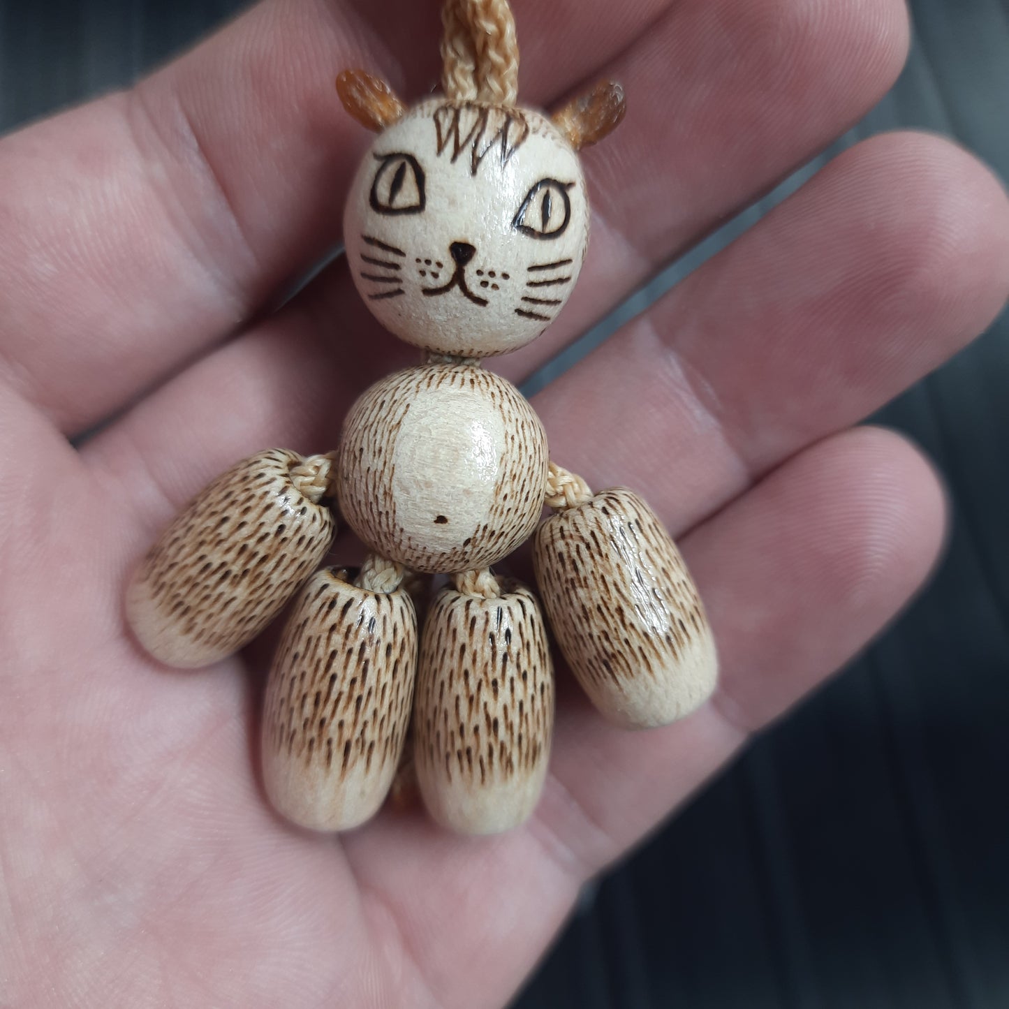 Pocket buddy wooden keychain magnetic "Cat" antistress, fidget, pocket friend (SCU: 240716)