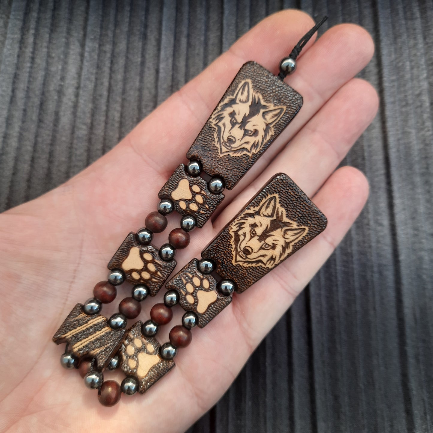 Chetki wooden "Night wolf"  handmade, rosary,  anti-stress meditation and finger training, worry beads, tzbex (SCU: 240704)