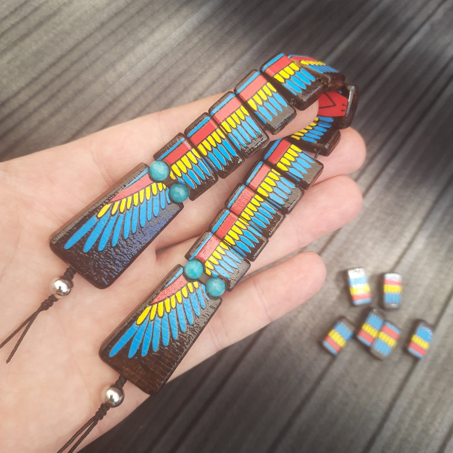 Chetki wooden "Parrot" handmade, rosary, anti-stress meditation and finger training, worry beads (SCU: 240701)