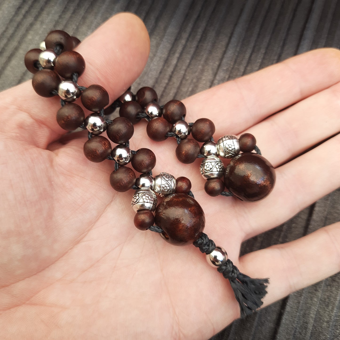 Chetki handmade "Dark Guardian" rosary, anti-stress meditation and finger training (SCU: 240708)