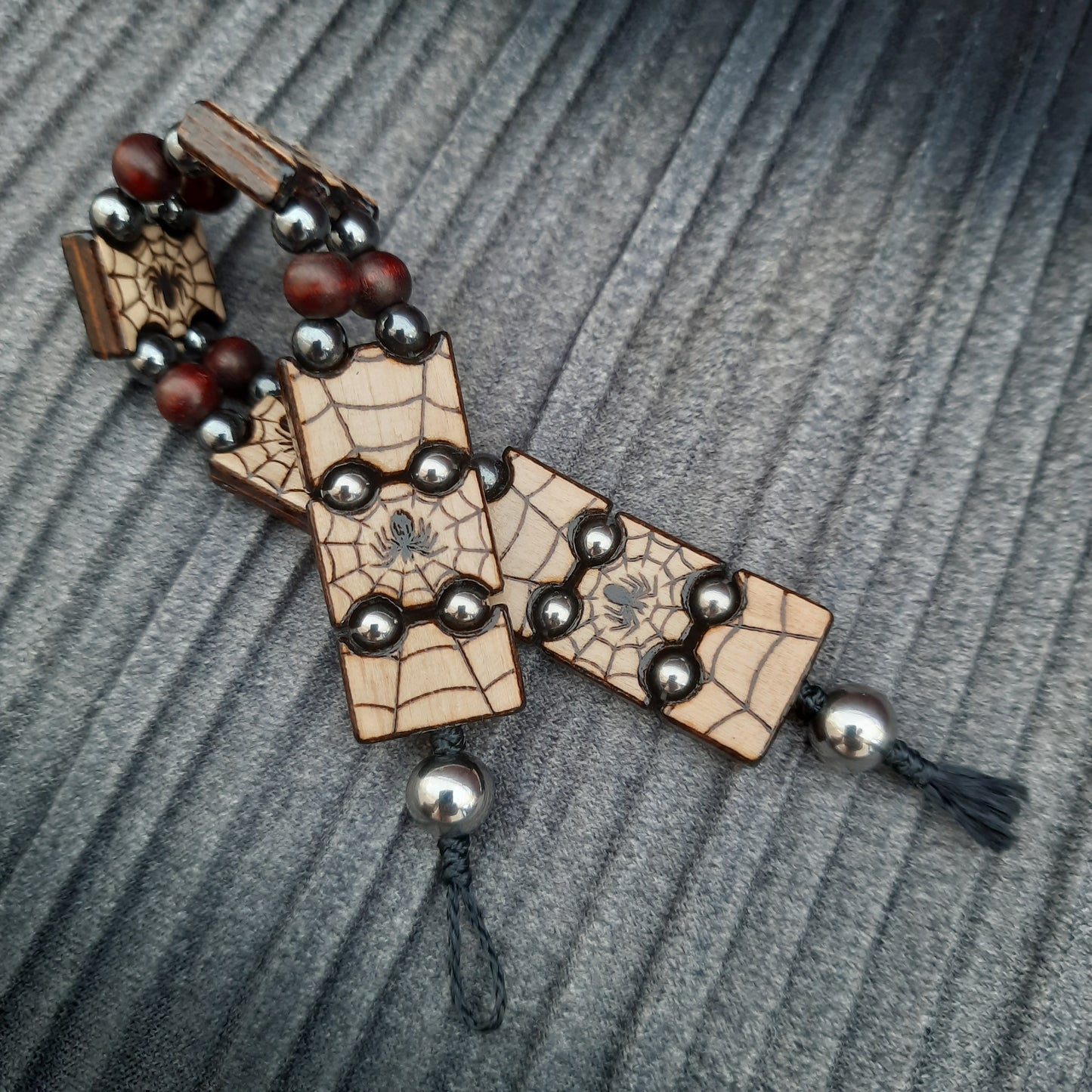 Chetki bracelet "Spider Lord" wooden rosary, anti-stress meditation and finger training, anxiety beads (SCU: 240809)