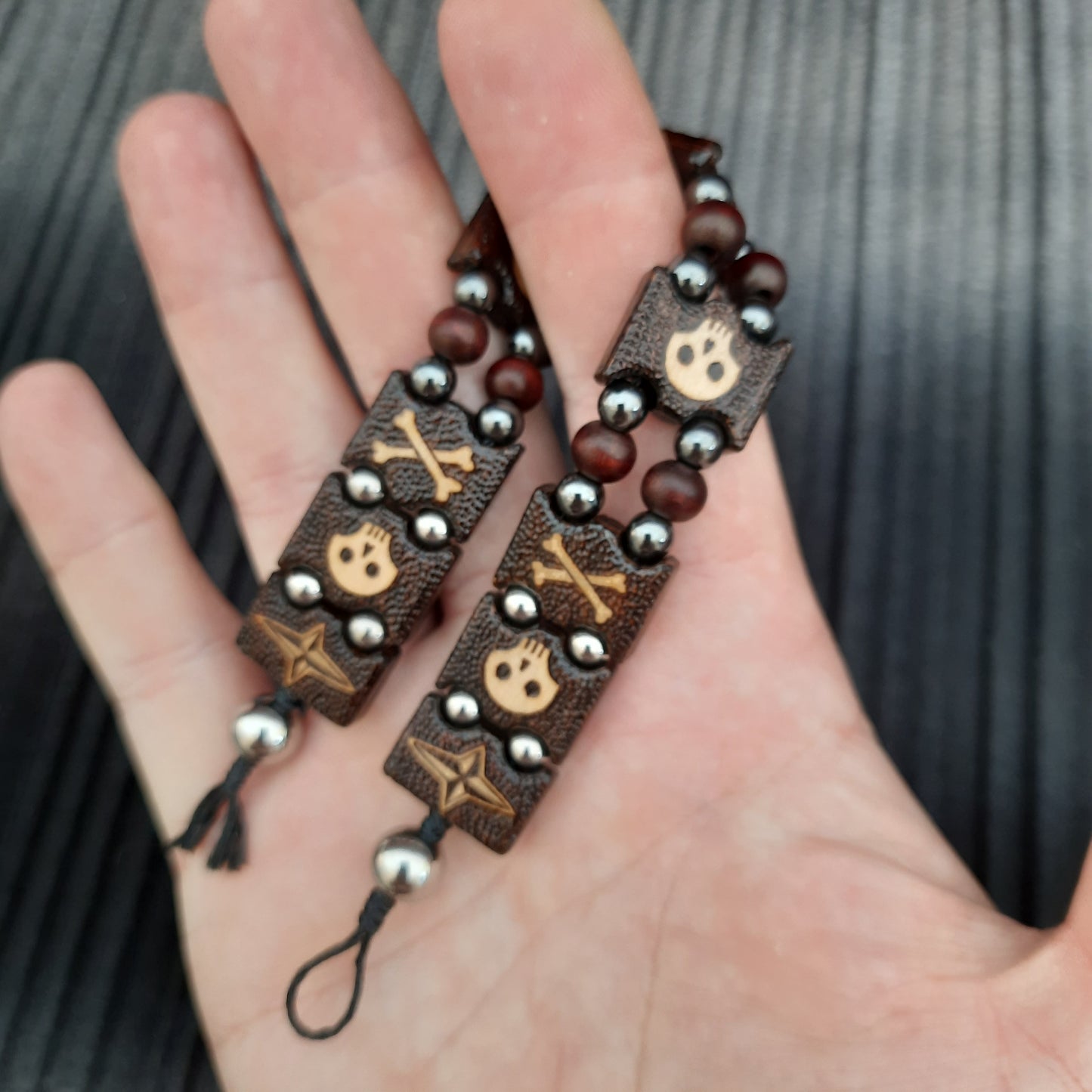 Chetki bracelet "Black Pirate" wooden rosary, anti-stress meditation and finger training, anxiety beads (SCU: 240811)