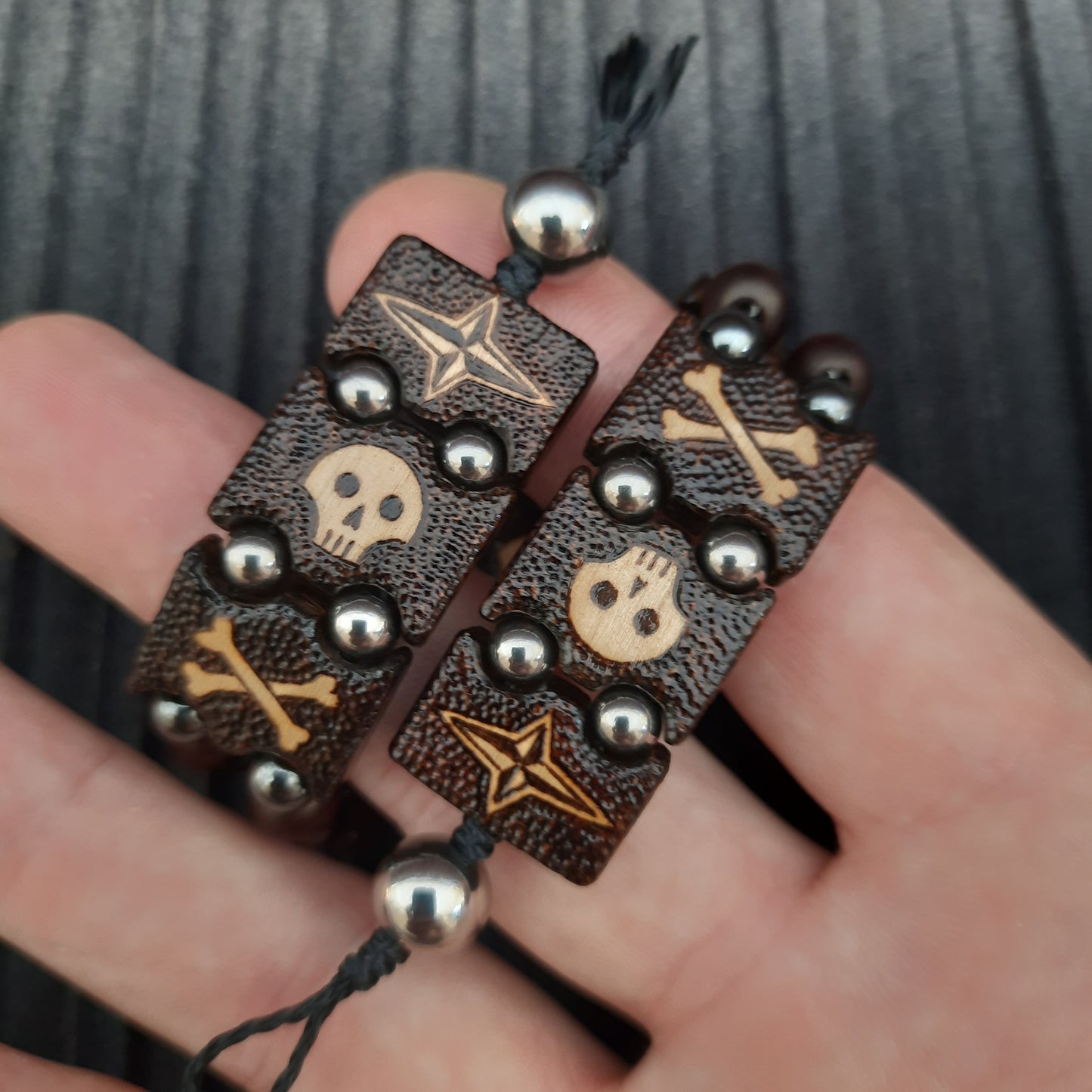 Chetki bracelet "Black Pirate" wooden rosary, anti-stress meditation and finger training, anxiety beads (SCU: 240811)