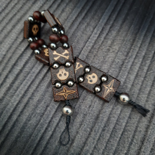 Chetki bracelet "Black Pirate" wooden rosary, anti-stress meditation and finger training, anxiety beads (SCU: 240811)