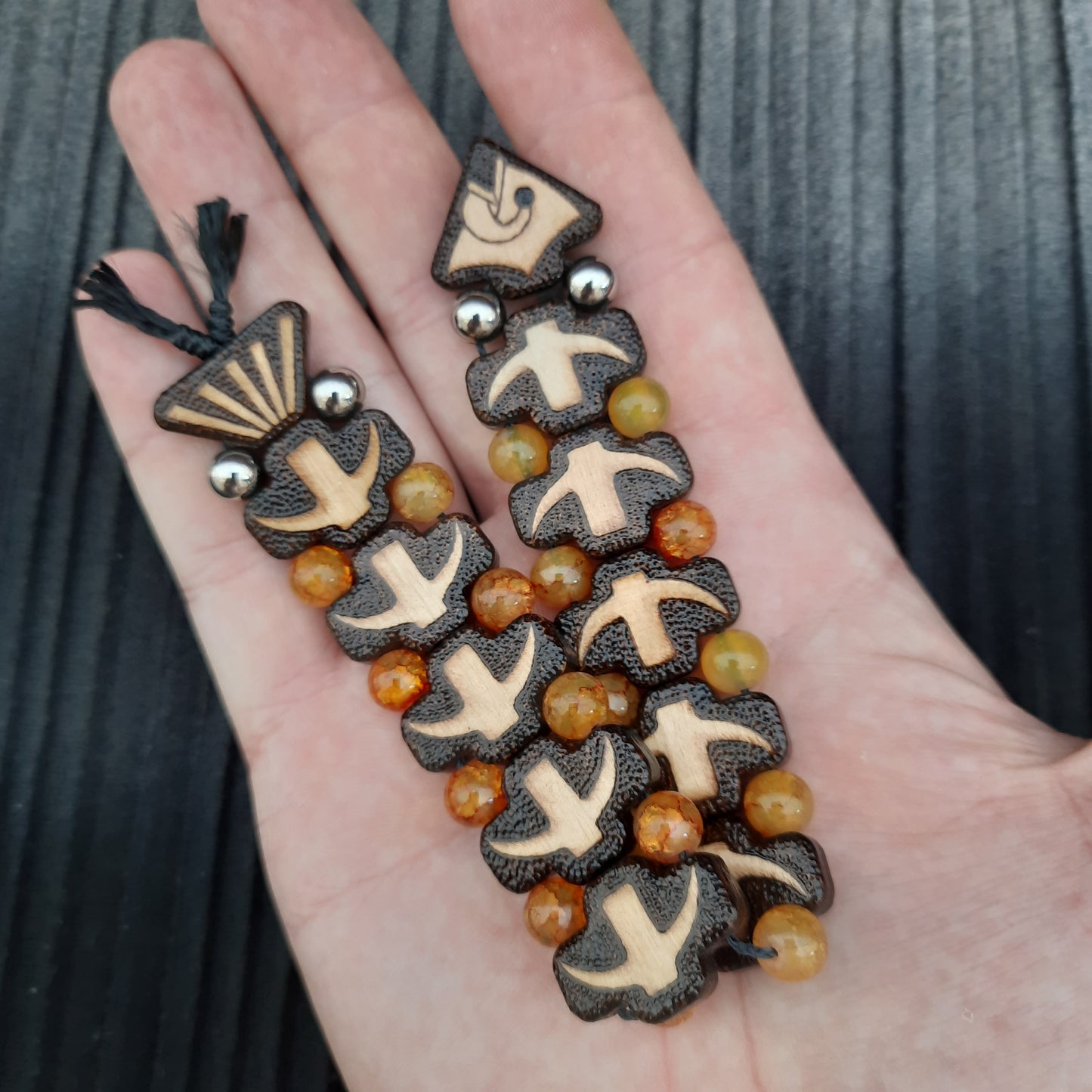 Wooden chetki "Fish skeleton" rosary, anti-stress meditation and finger training, anxiety beads (SCU: 240806)