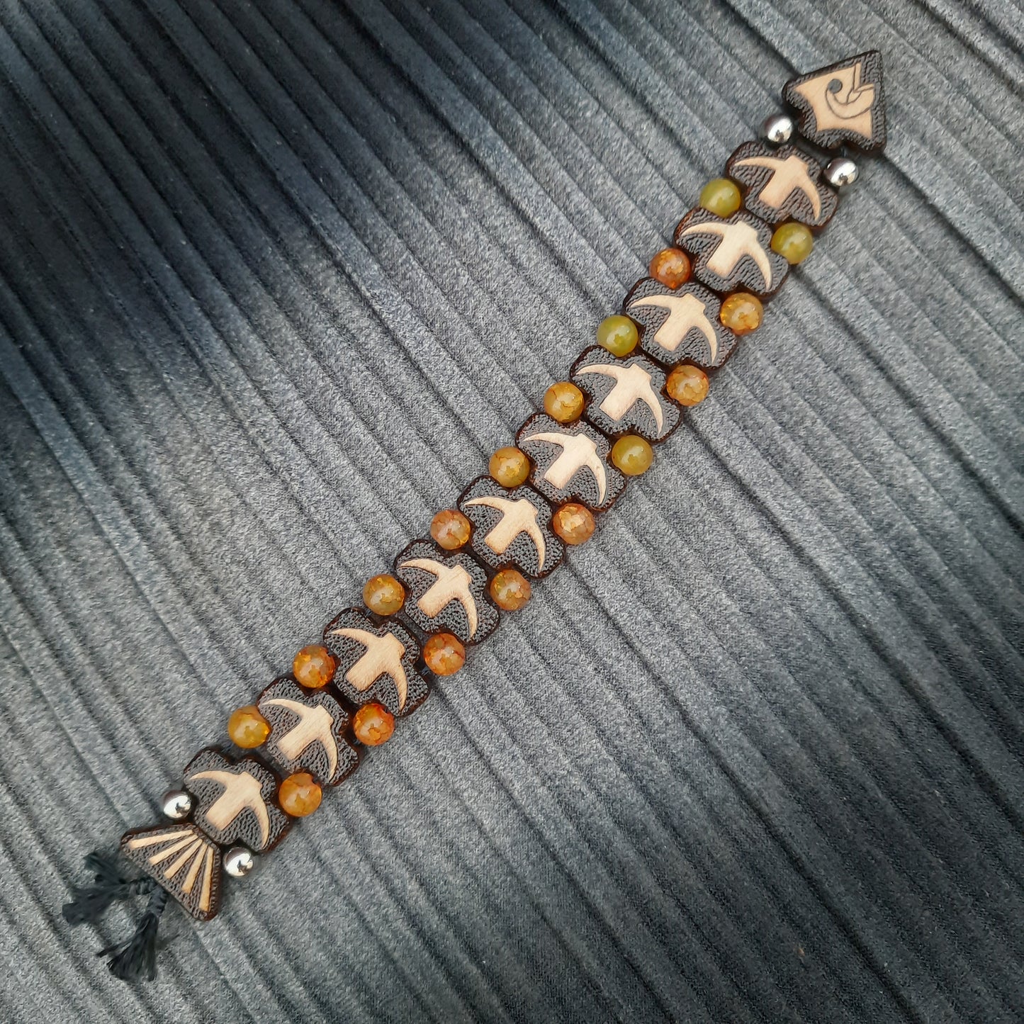 Wooden chetki "Fish skeleton" rosary, anti-stress meditation and finger training, anxiety beads (SCU: 240806)