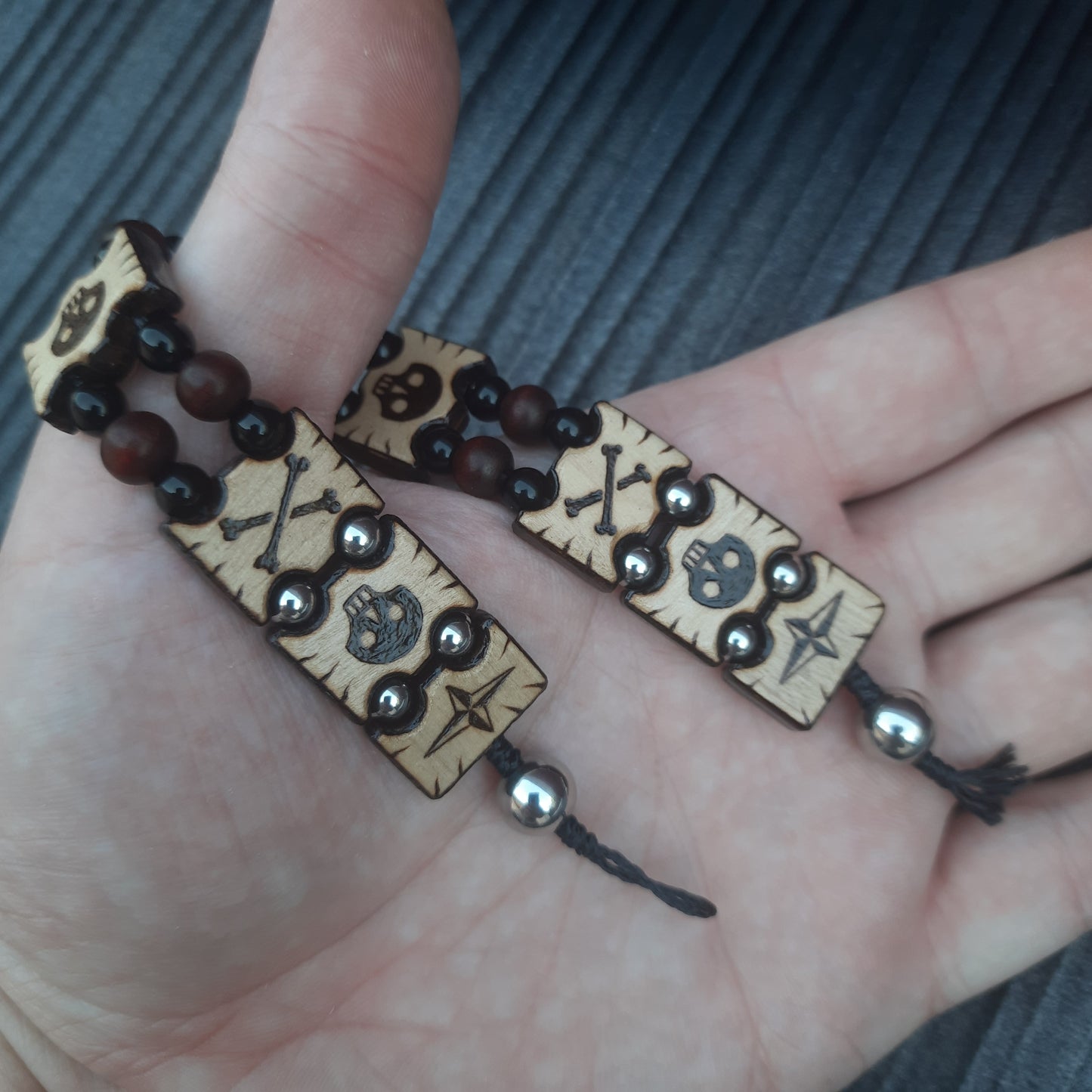 Chetki bracelet "Pirate wind" wooden rosary, anti-stress meditation and finger training, anxiety beads (SCU: 240810)