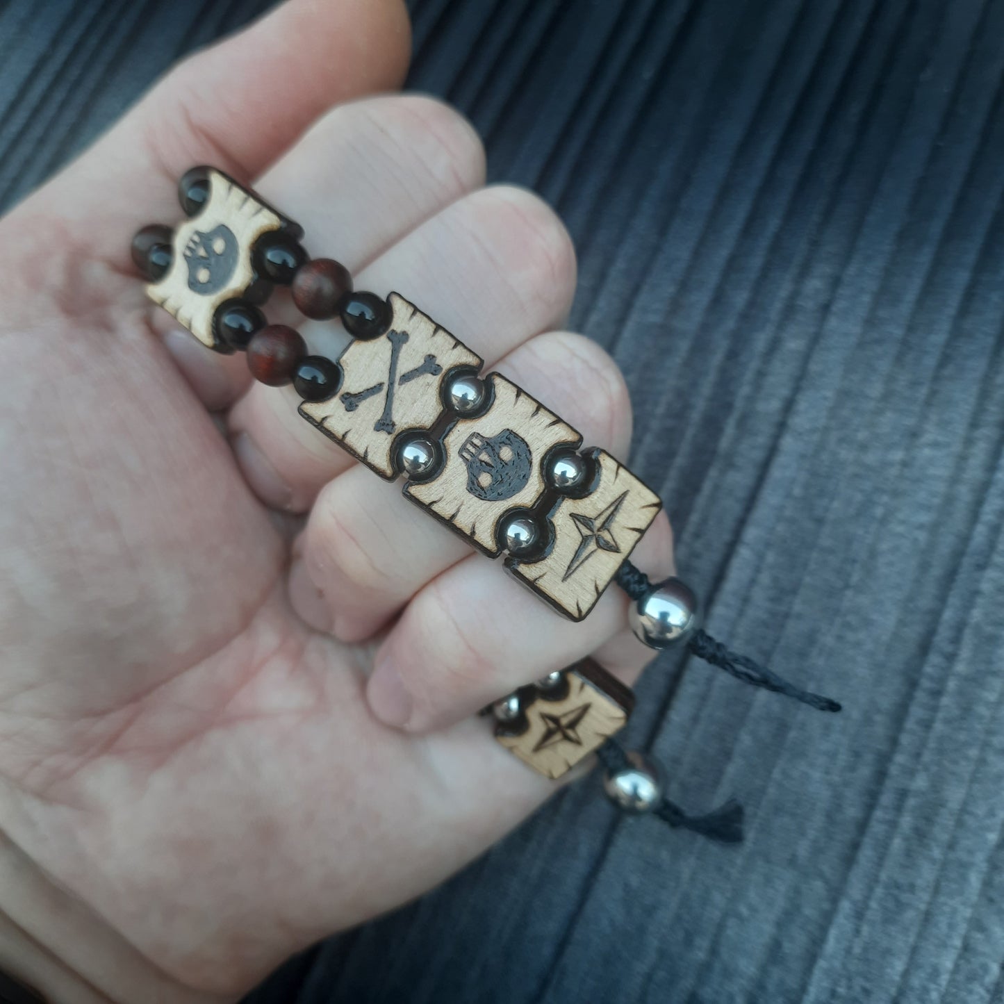 Chetki bracelet "Pirate wind" wooden rosary, anti-stress meditation and finger training, anxiety beads (SCU: 240810)