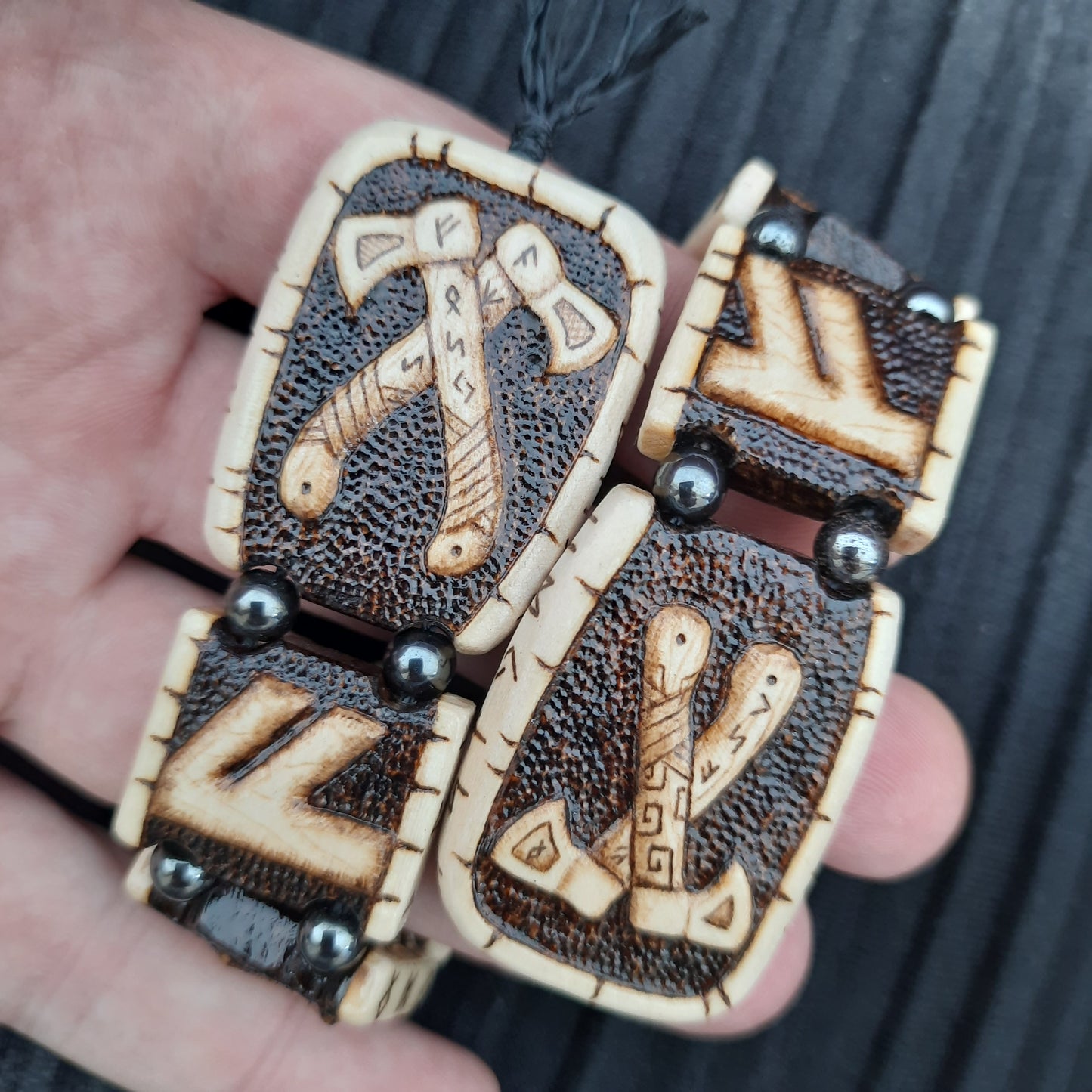 Wooden chetki "Viking strength" rosary, anti-stress meditation and finger training, anxiety beads