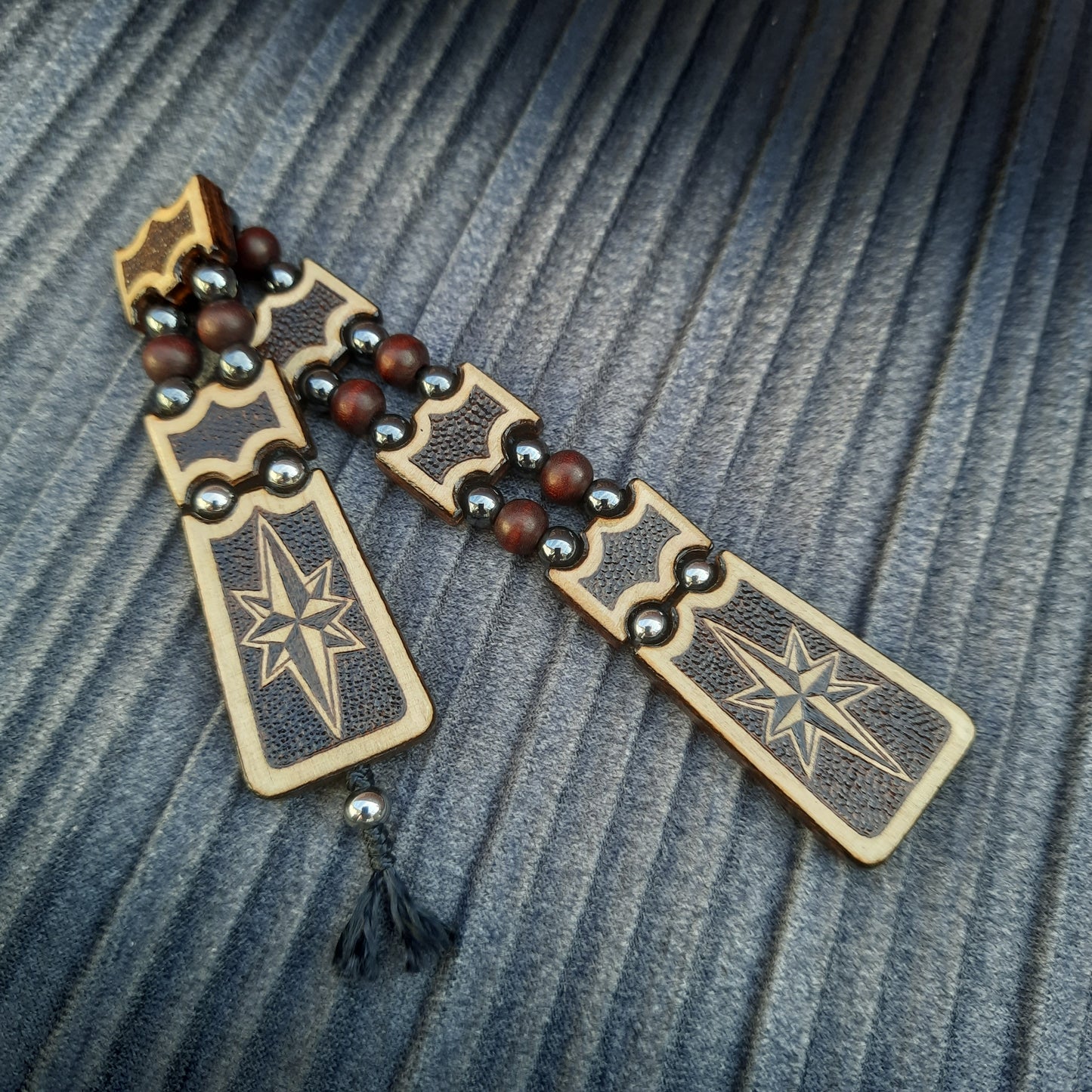 Chetki wood "Dark Traveler" handmade, rosary,  anti-stress meditation and finger training, worry beads, tzbex (SCU: 240902)