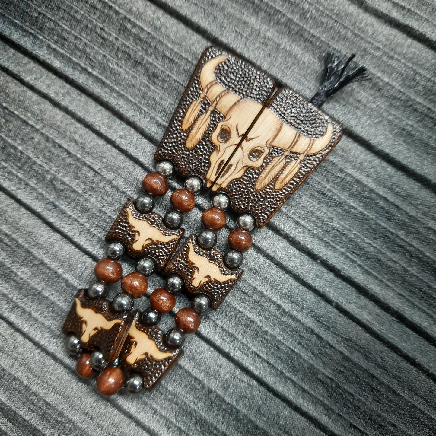 Chetki wooden "Buffalo Power" handmade, rosary,  anti-stress meditation and finger training, worry beads, tzbex  (SCU: 241001)