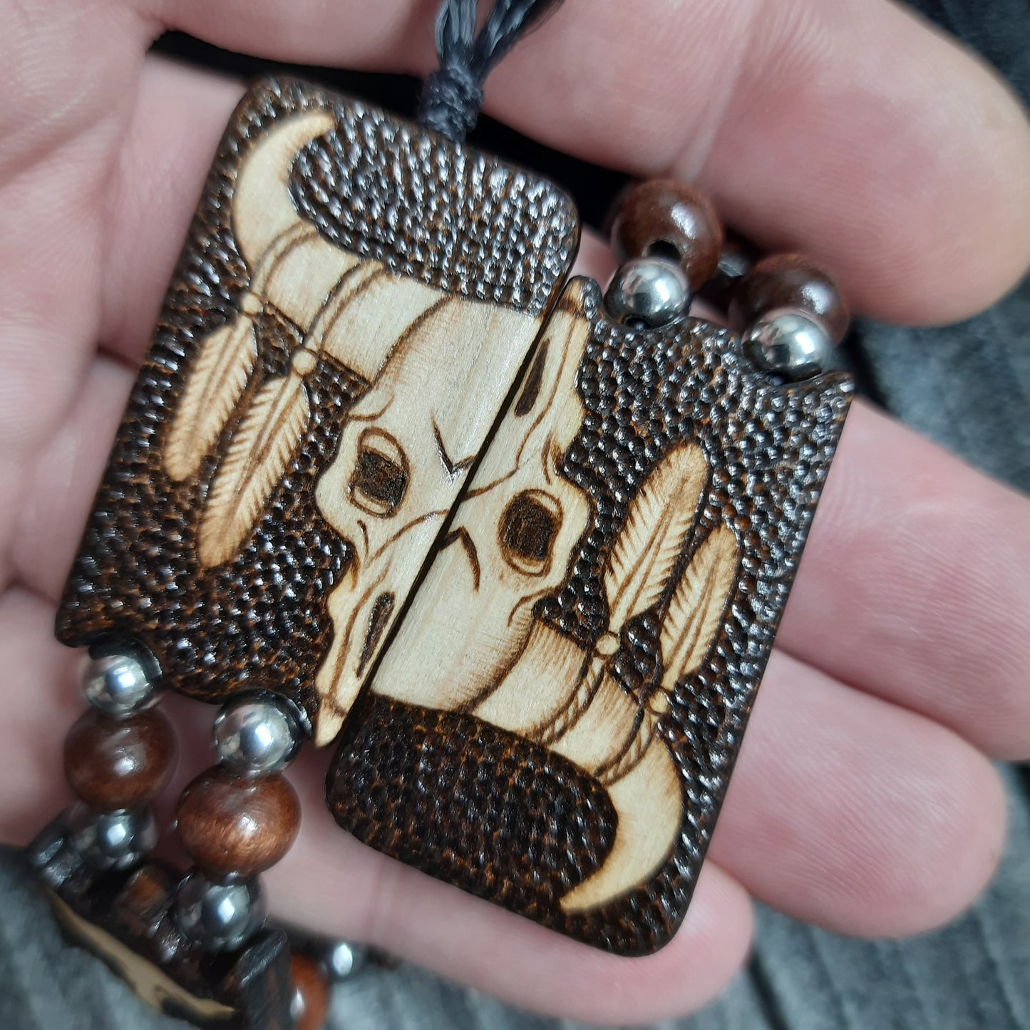 Chetki wooden "Buffalo Power" handmade, rosary,  anti-stress meditation and finger training, worry beads, tzbex  (SCU: 241001)