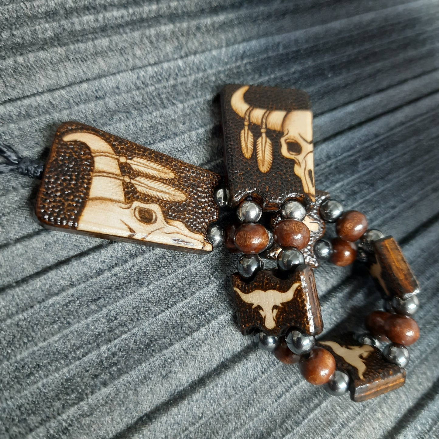 Chetki wooden "Buffalo Power" handmade, rosary,  anti-stress meditation and finger training, worry beads, tzbex  (SCU: 241001)