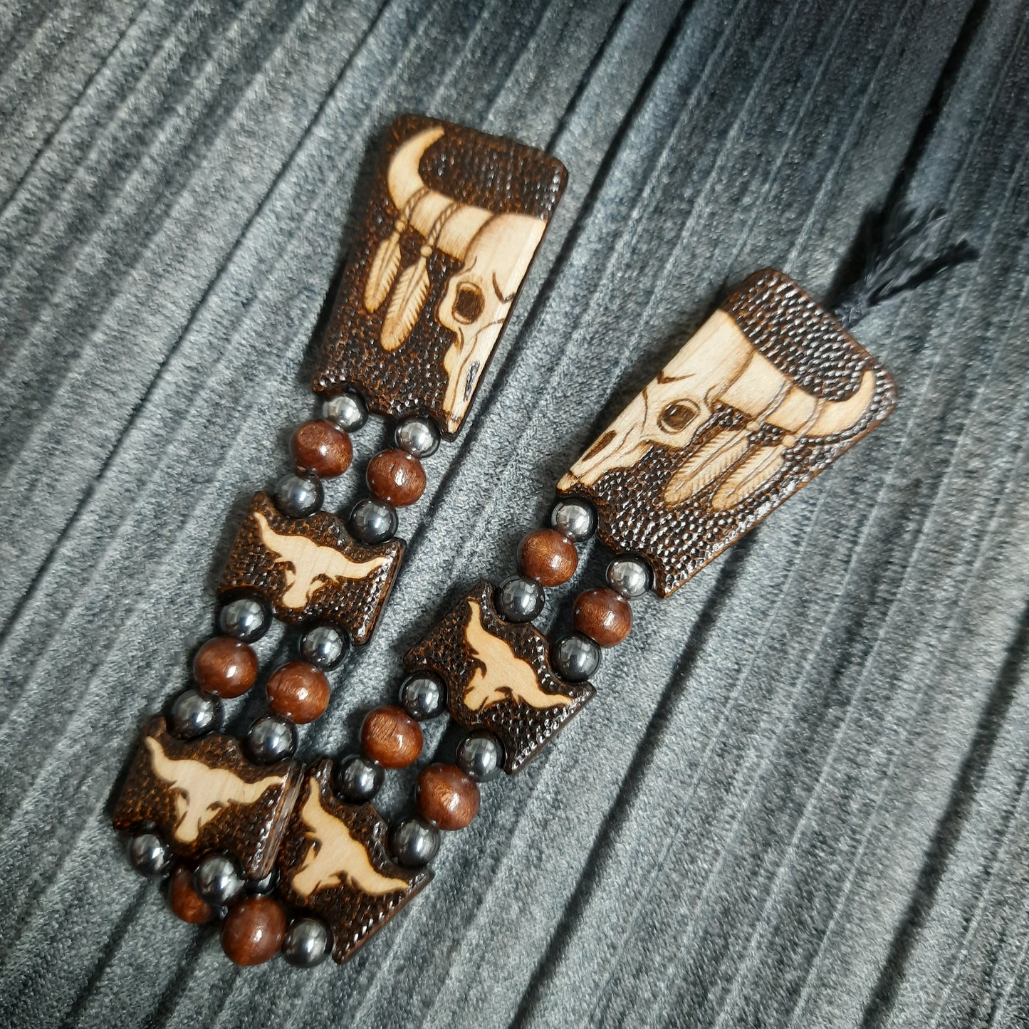 Chetki wooden "Buffalo Power" handmade, rosary,  anti-stress meditation and finger training, worry beads, tzbex  (SCU: 241001)