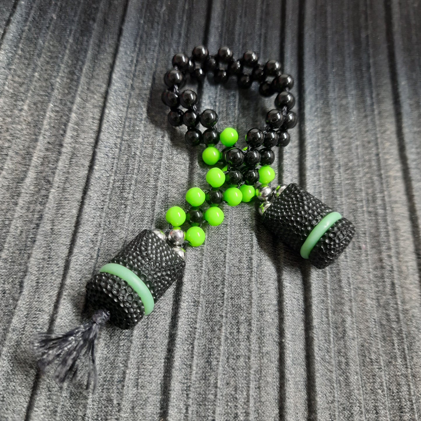 Chetki "Rough companion, green" flip rosary handmade