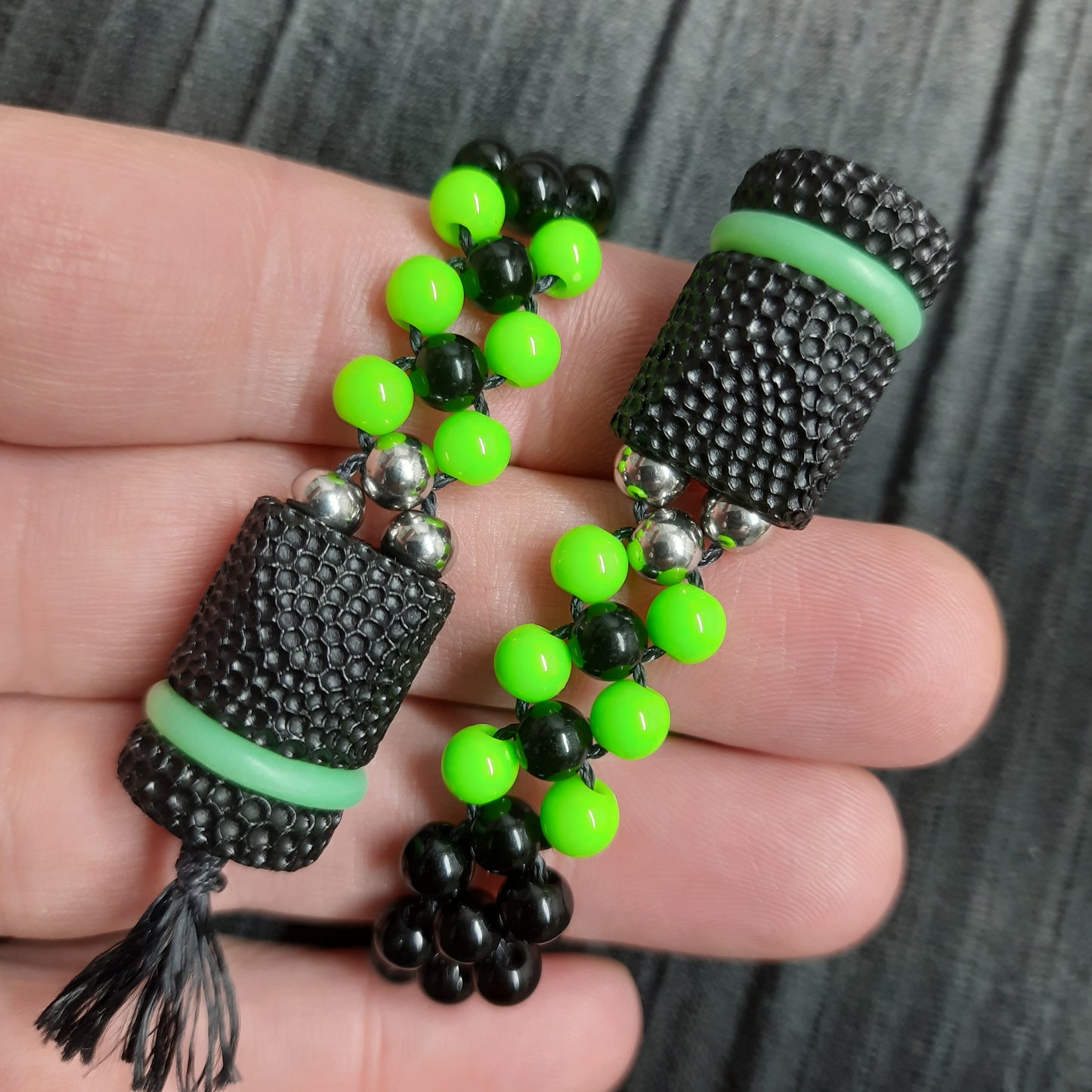 Chetki "Rough companion, green" flip rosary handmade