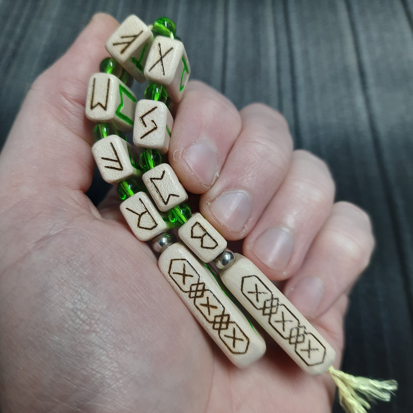 Chetki wooden "Glowing Futhark Runes"