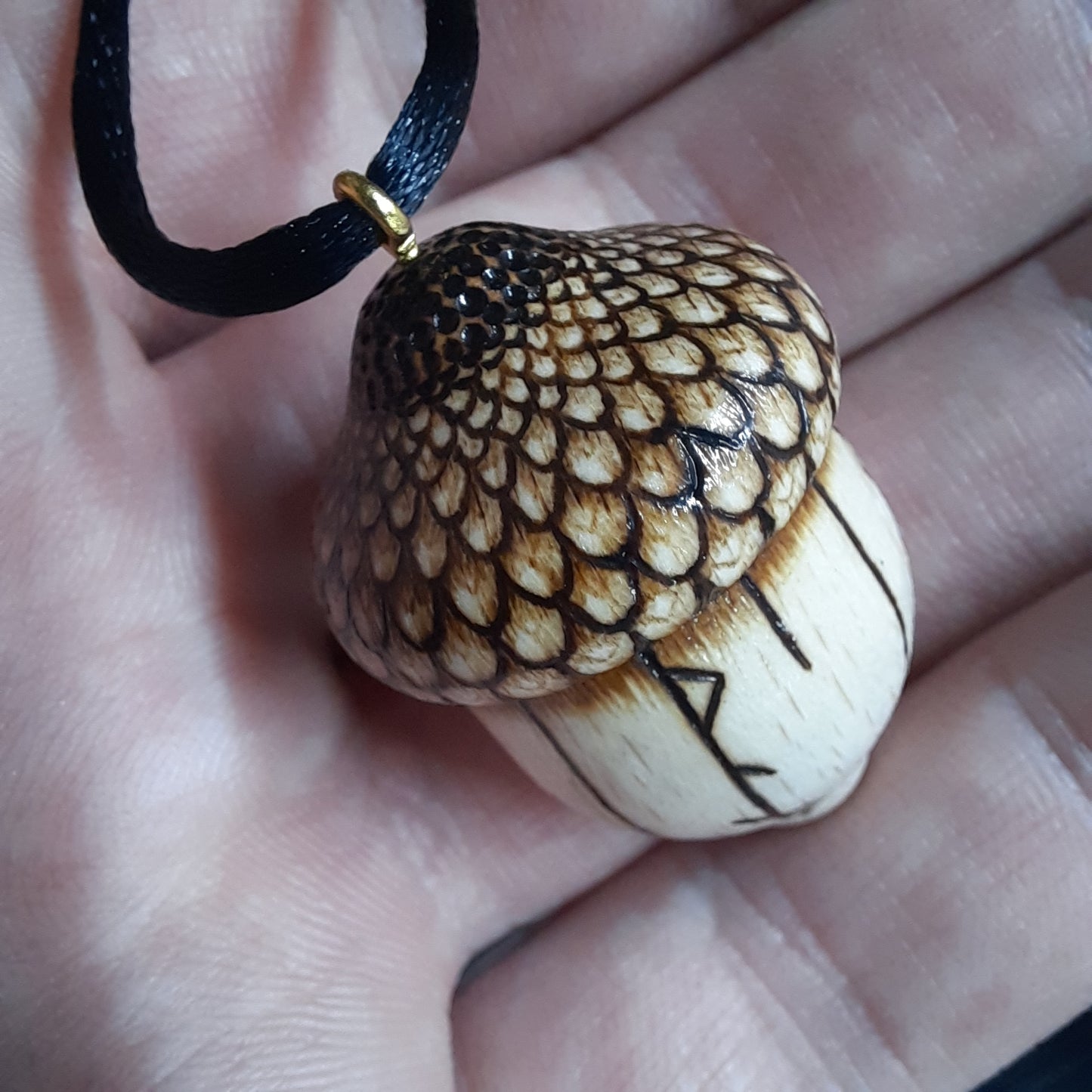 Amulet wooden handmade "Runic acorn"  (251121-2)