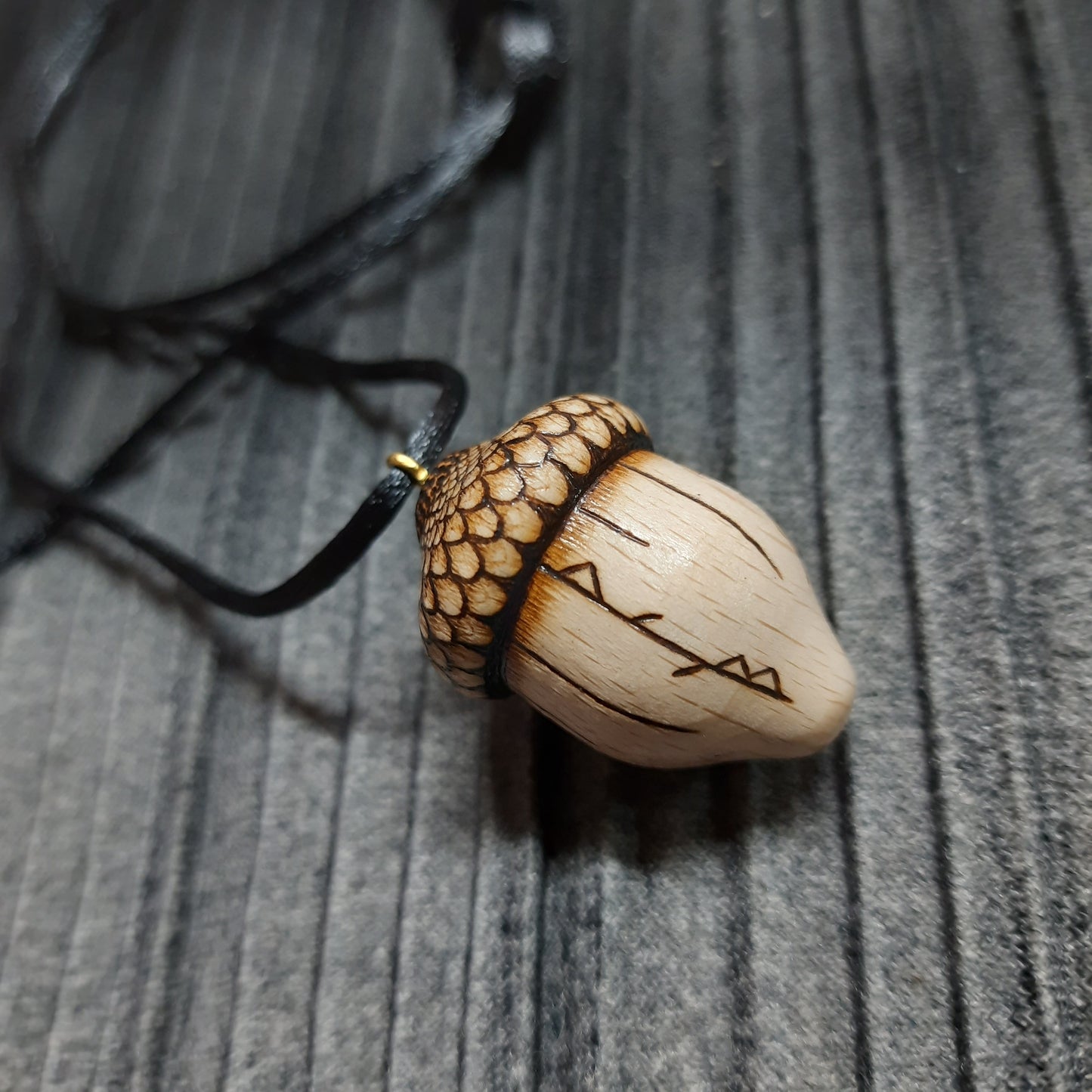 Amulet wooden handmade "Runic acorn"  (251121-2)