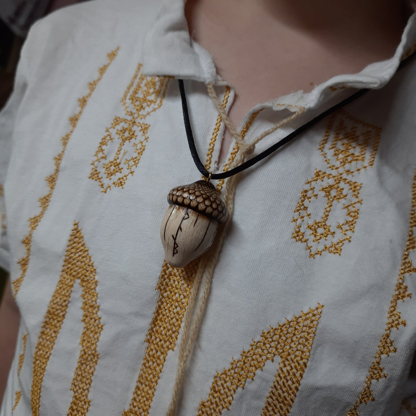 Amulet wooden handmade "Runic acorn"  (251121-2)
