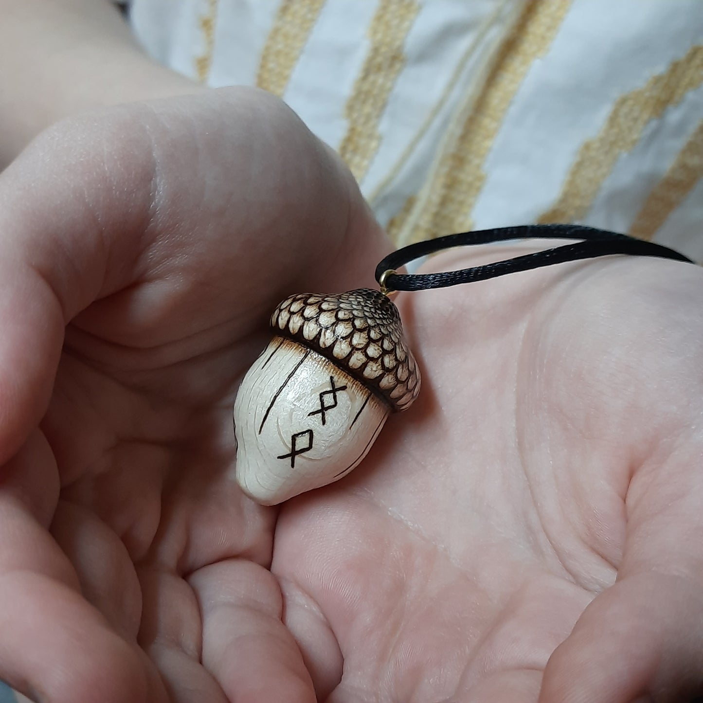 Amulet wooden handmade "Runic acorn"  (251121-2)