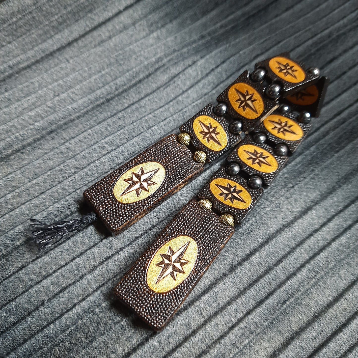 Chetki handmade wooden "Wind Rose Road" gold version