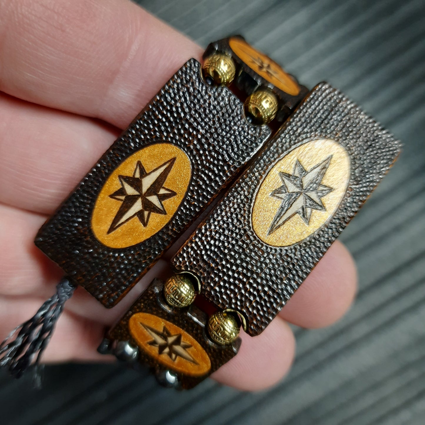 Chetki handmade wooden "Wind Rose Road" gold version